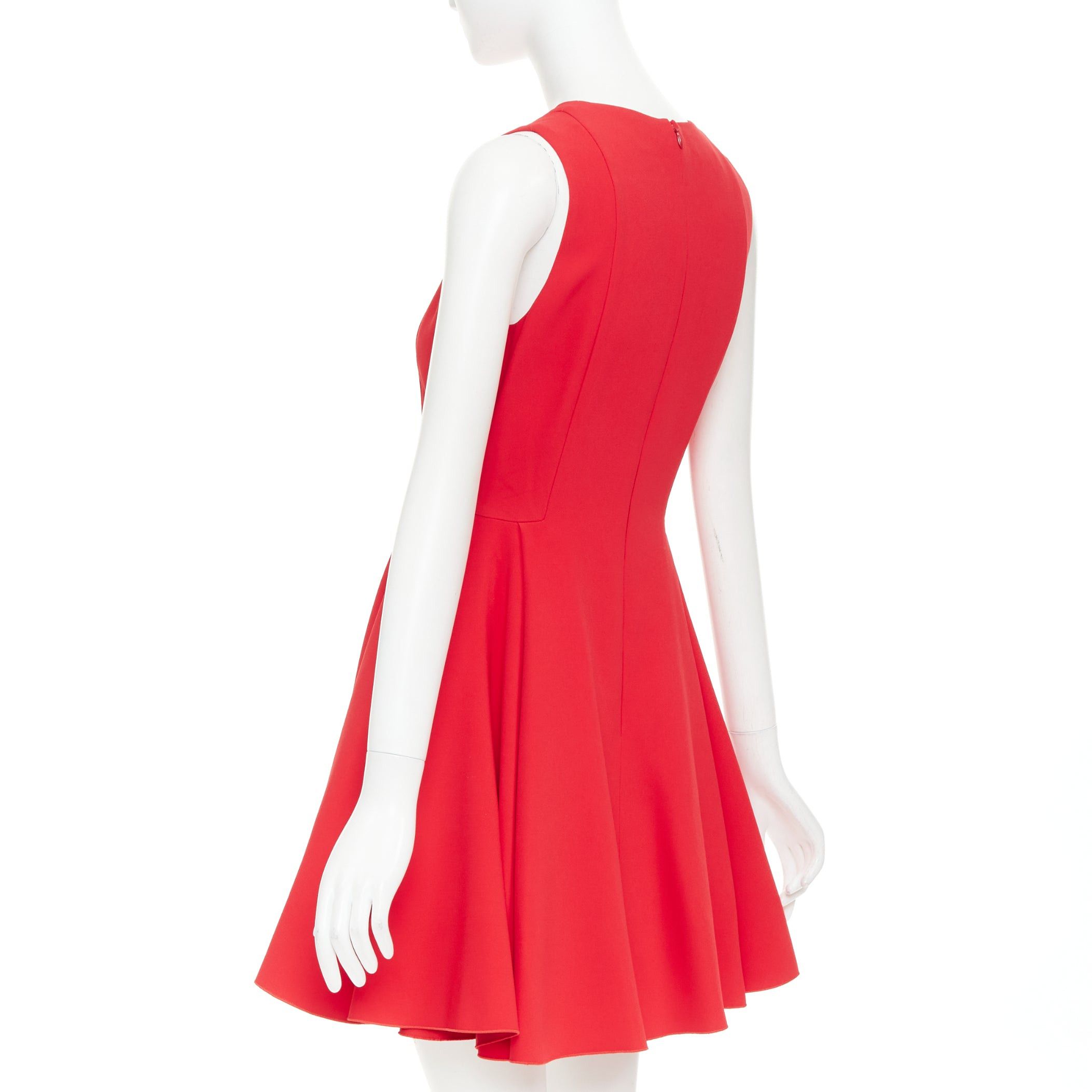 Giambattista Valli GIAMBATTISTA VALLI red viscose silk sheer tulle lined crew fit flare mini dress IT42 M Size M / US 6-8 / IT 42-44 - 6 Thumbnail