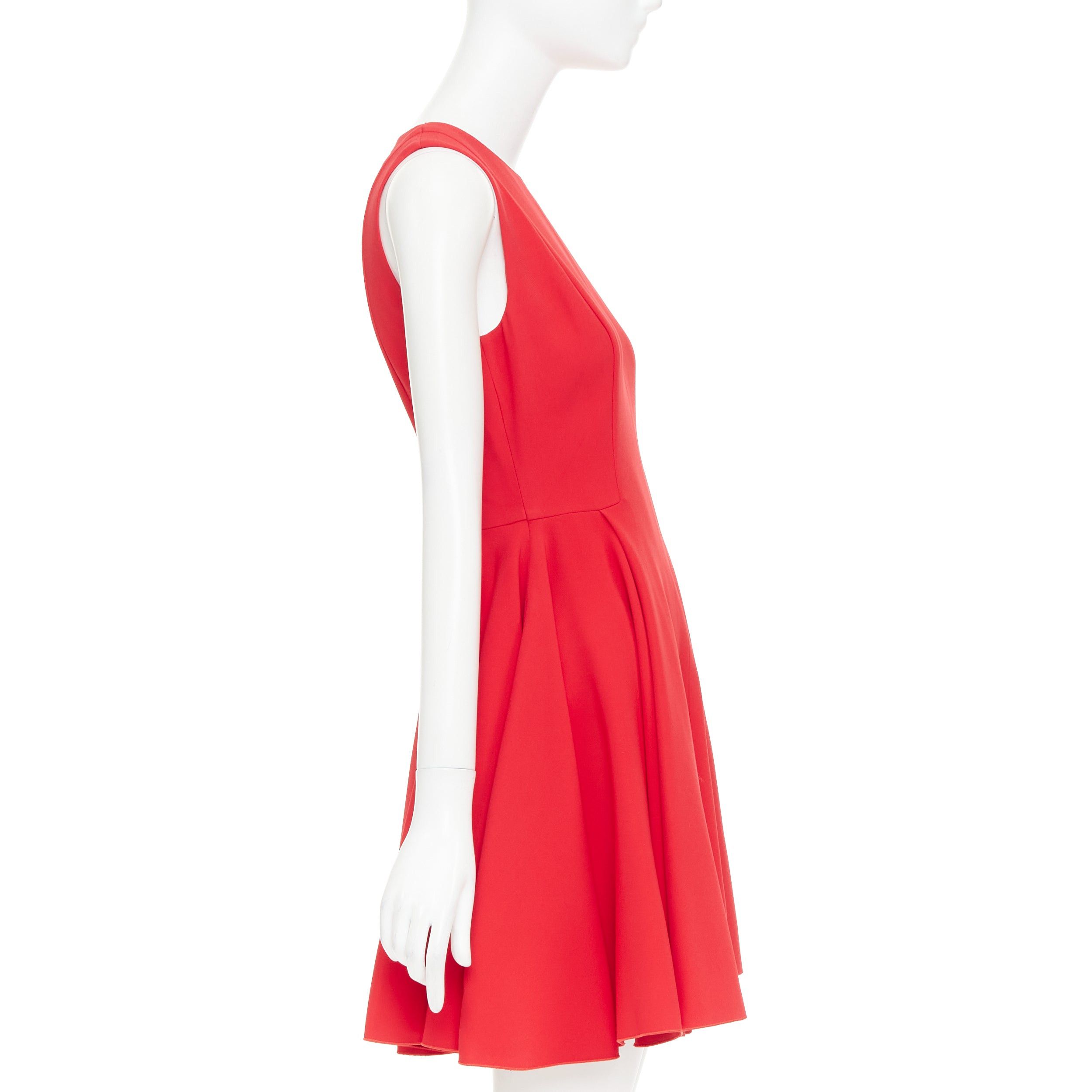 Giambattista Valli GIAMBATTISTA VALLI red viscose silk sheer tulle lined crew fit flare mini dress IT42 M Size M / US 6-8 / IT 42-44 - 4 Thumbnail