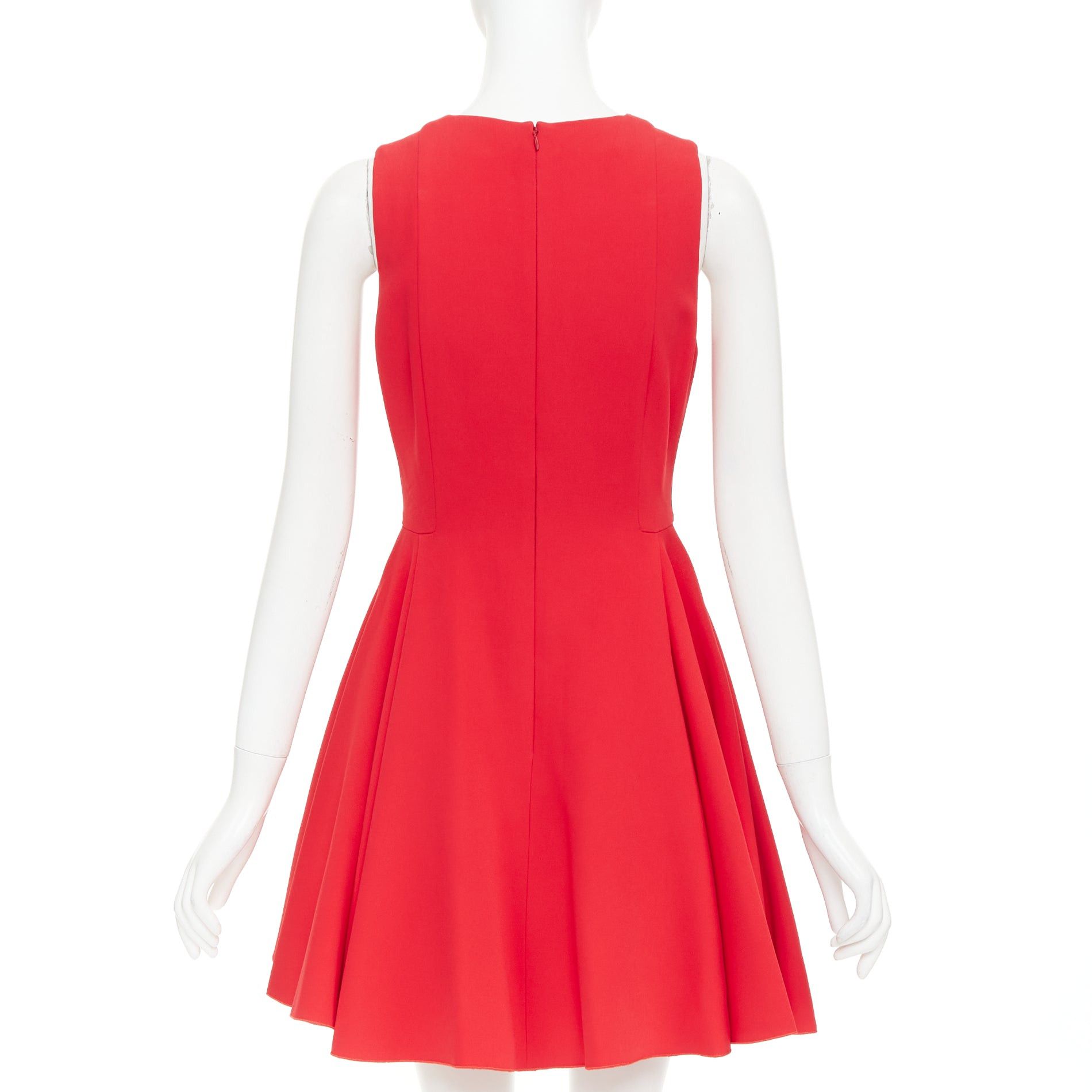 Giambattista Valli GIAMBATTISTA VALLI red viscose silk sheer tulle lined crew fit flare mini dress IT42 M Size M / US 6-8 / IT 42-44 - 5 Thumbnail