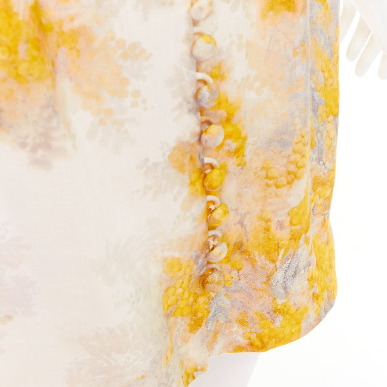 Zimmermann ZIMMERMANN 2021 Botanica yellow grey linen Wattle floral print puff sleeves dress Sz1 S Size S / US 4 / IT 40 - 8 Thumbnail
