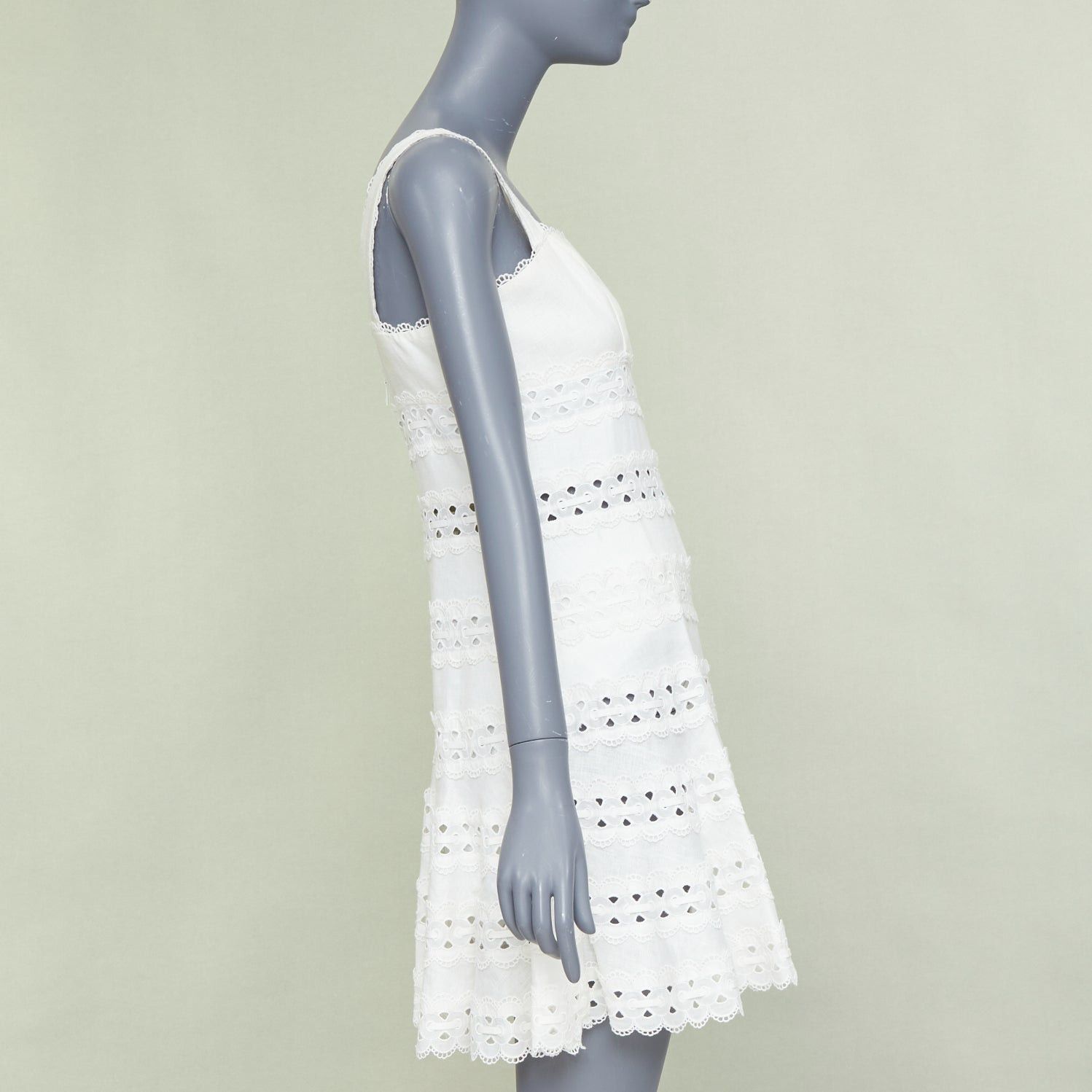 Zimmermann ZIMMERMANN white 100% linen embroidered anglais cotton sundress Sz.2 M Size M / US 6-8 / IT 42-44 - 4 Thumbnail