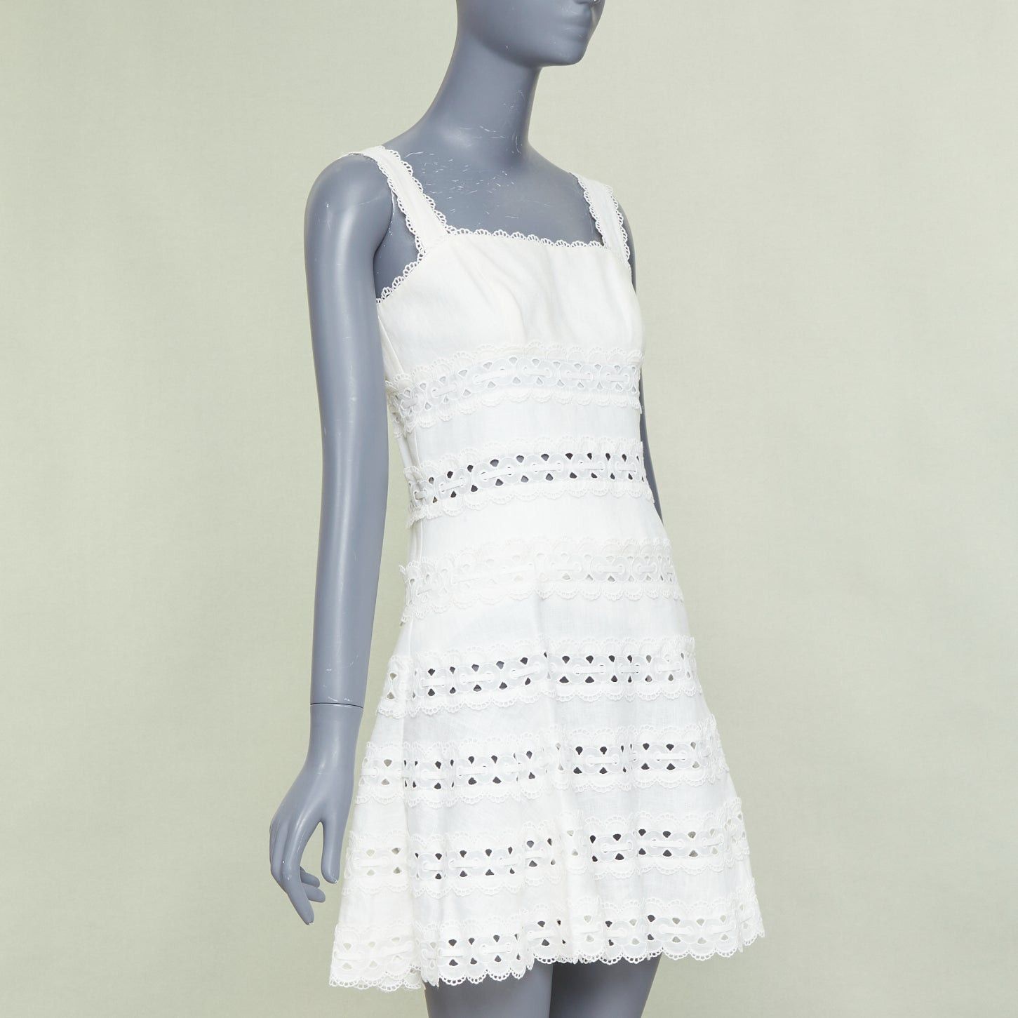 Zimmermann ZIMMERMANN white 100% linen embroidered anglais cotton sundress Sz.2 M Size M / US 6-8 / IT 42-44 - 3 Thumbnail