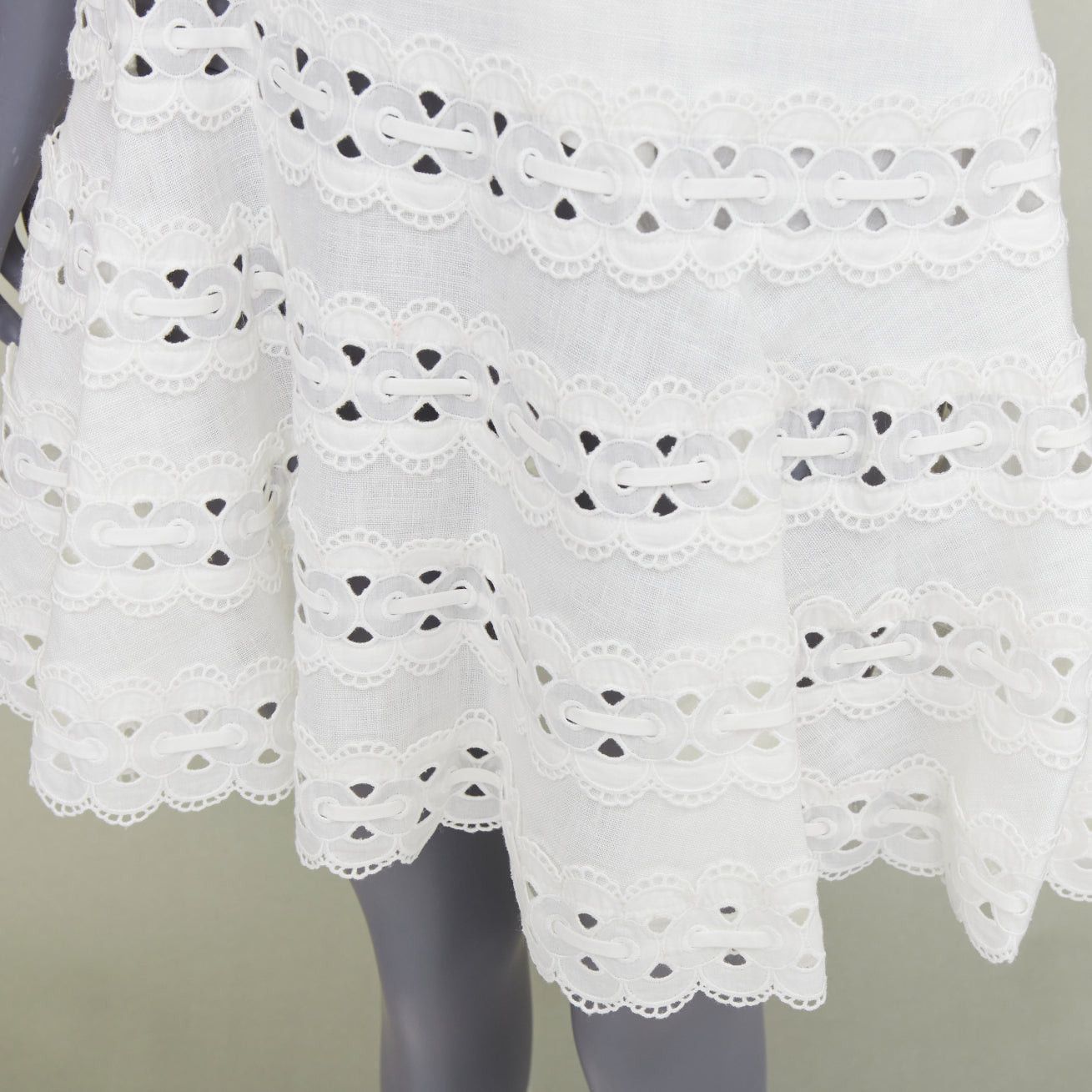 Zimmermann ZIMMERMANN white 100% linen embroidered anglais cotton sundress Sz.2 M Size M / US 6-8 / IT 42-44 - 7 Thumbnail