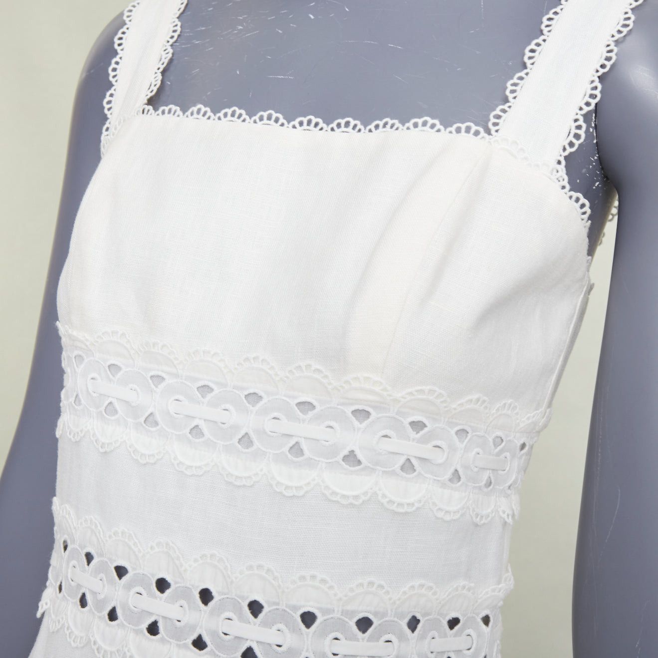 Zimmermann ZIMMERMANN white 100% linen embroidered anglais cotton sundress Sz.2 M Size M / US 6-8 / IT 42-44 - 2 Thumbnail