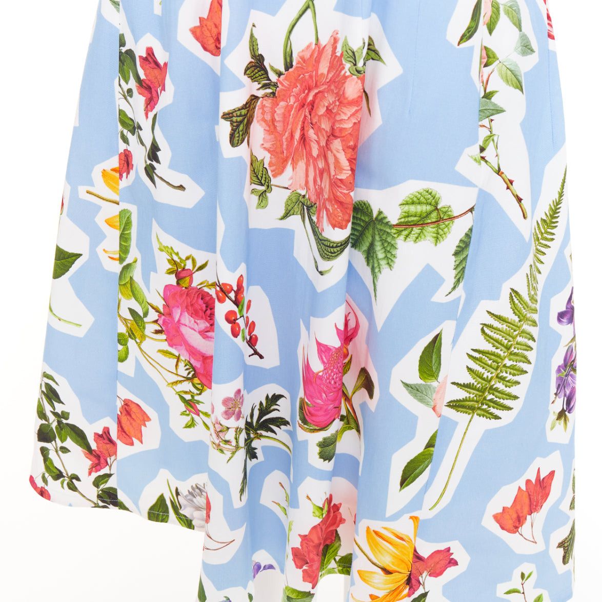 Carolina Herrera CAROLINA HERRERA light blue floral collage print sleeveless faille midi dress US4 S Size S / US 4 / IT 40 - 7 Thumbnail