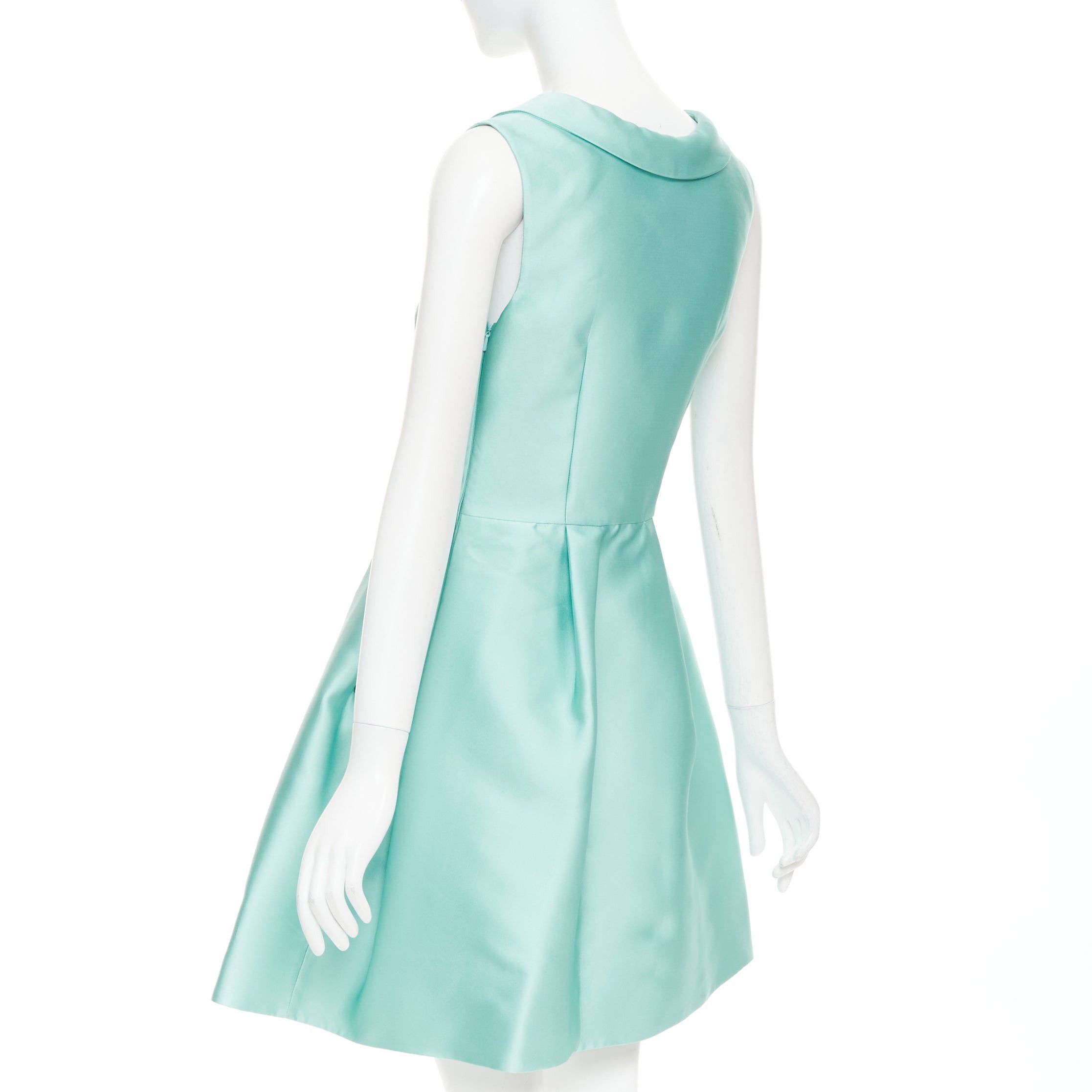 Rochas ROCHAS RCA421A mint green silk satin peter pan collar skater dress IT42 M Size M / US 6-8 / IT 42-44 - 6 Thumbnail