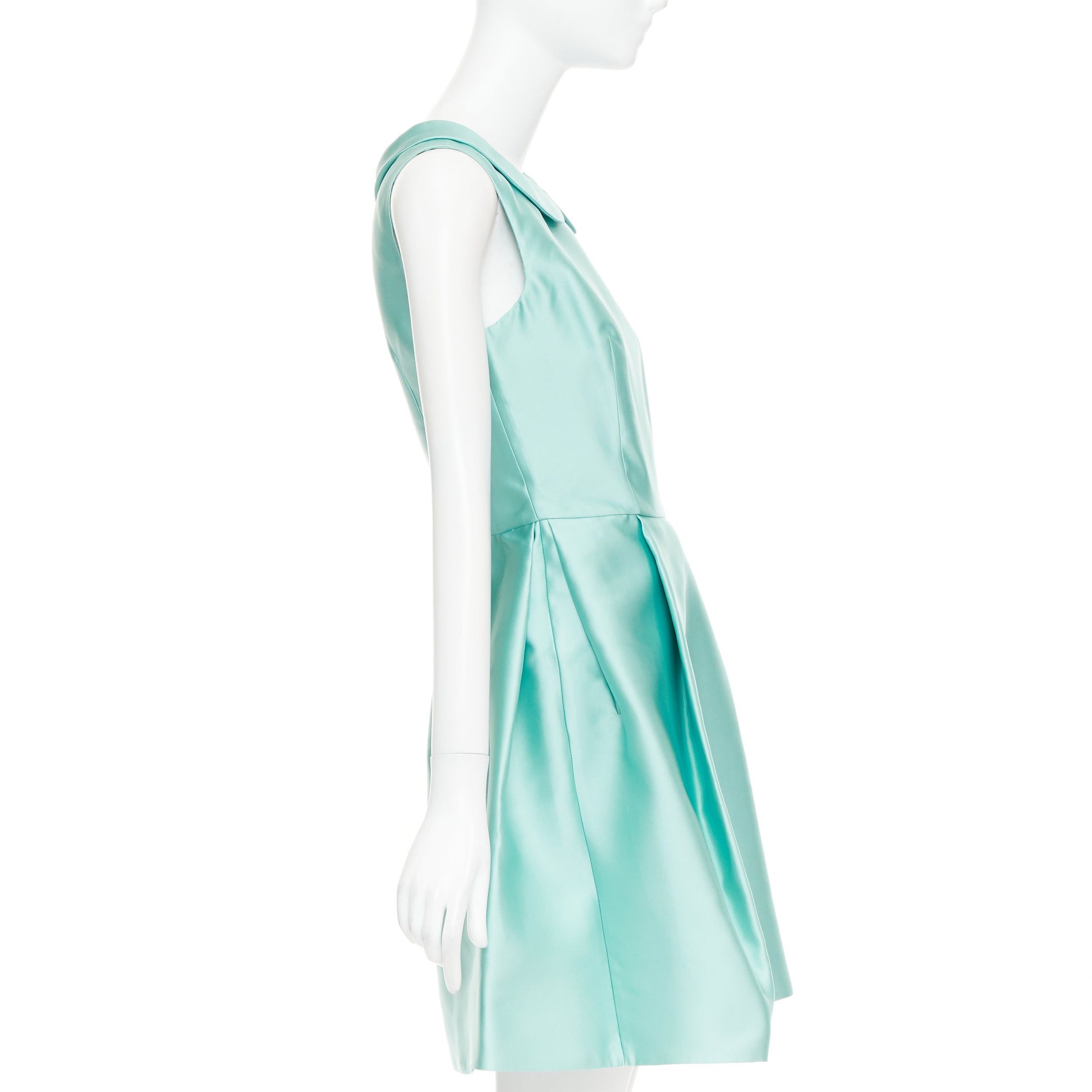 Rochas ROCHAS RCA421A mint green silk satin peter pan collar skater dress IT42 M Size M / US 6-8 / IT 42-44 - 4 Thumbnail