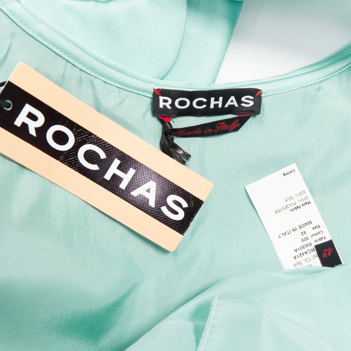 Rochas ROCHAS RCA421A mint green silk satin peter pan collar skater dress IT42 M Size M / US 6-8 / IT 42-44 - 8 Thumbnail