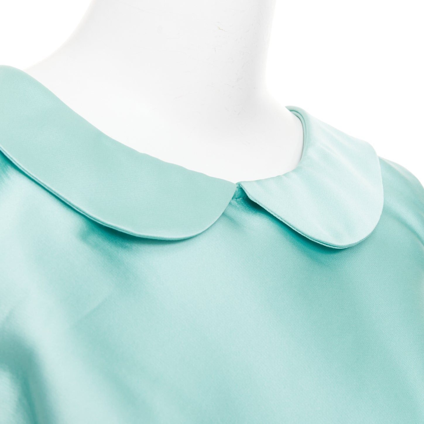 Rochas ROCHAS RCA421A mint green silk satin peter pan collar skater dress IT42 M Size M / US 6-8 / IT 42-44 - 2 Thumbnail