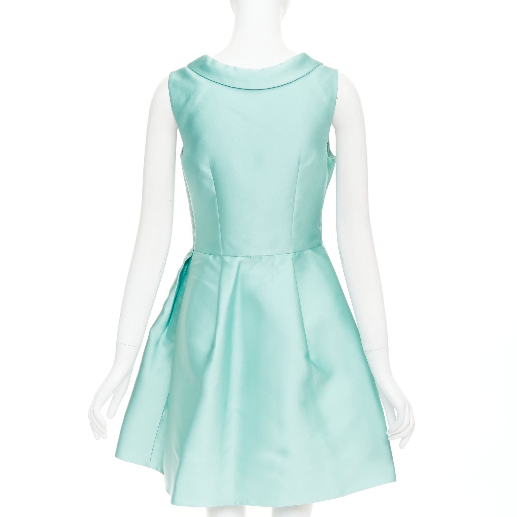 Rochas ROCHAS RCA421A mint green silk satin peter pan collar skater dress IT42 M Size M / US 6-8 / IT 42-44 - 5 Thumbnail