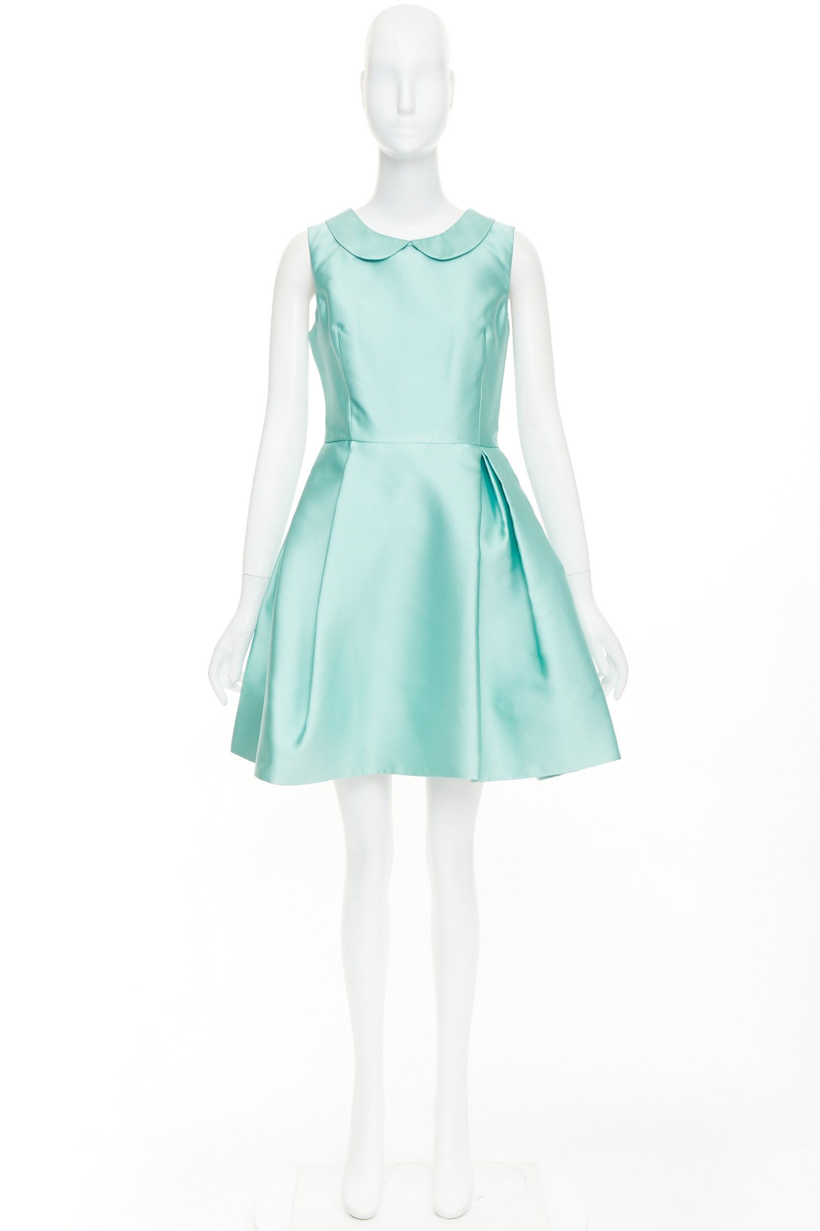 Rochas ROCHAS RCA421A mint green silk satin peter pan collar skater dress IT42 M Size M / US 6-8 / IT 42-44 - 9 Thumbnail