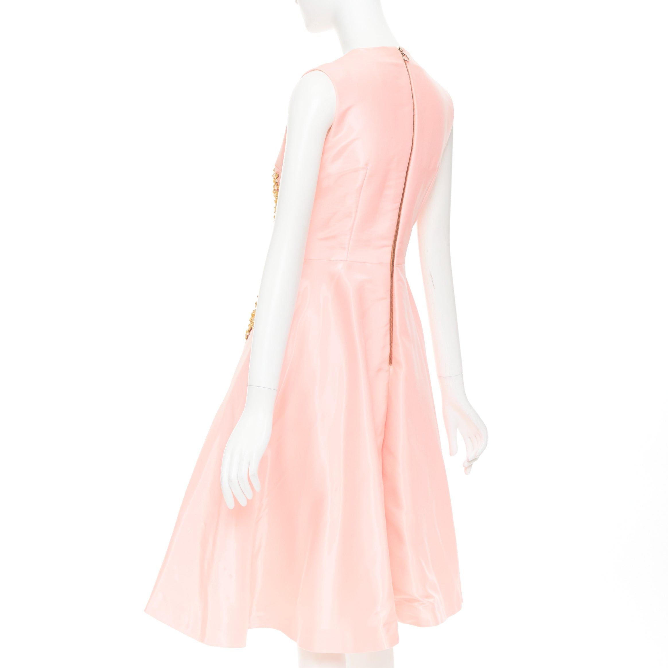ROKSANDA ROKSANDA ILINCIC 2013 pink silk shantung yellow crystal embellished midi dress UK10 M Size M / US 6-8 / IT 42-44 - 6 Thumbnail