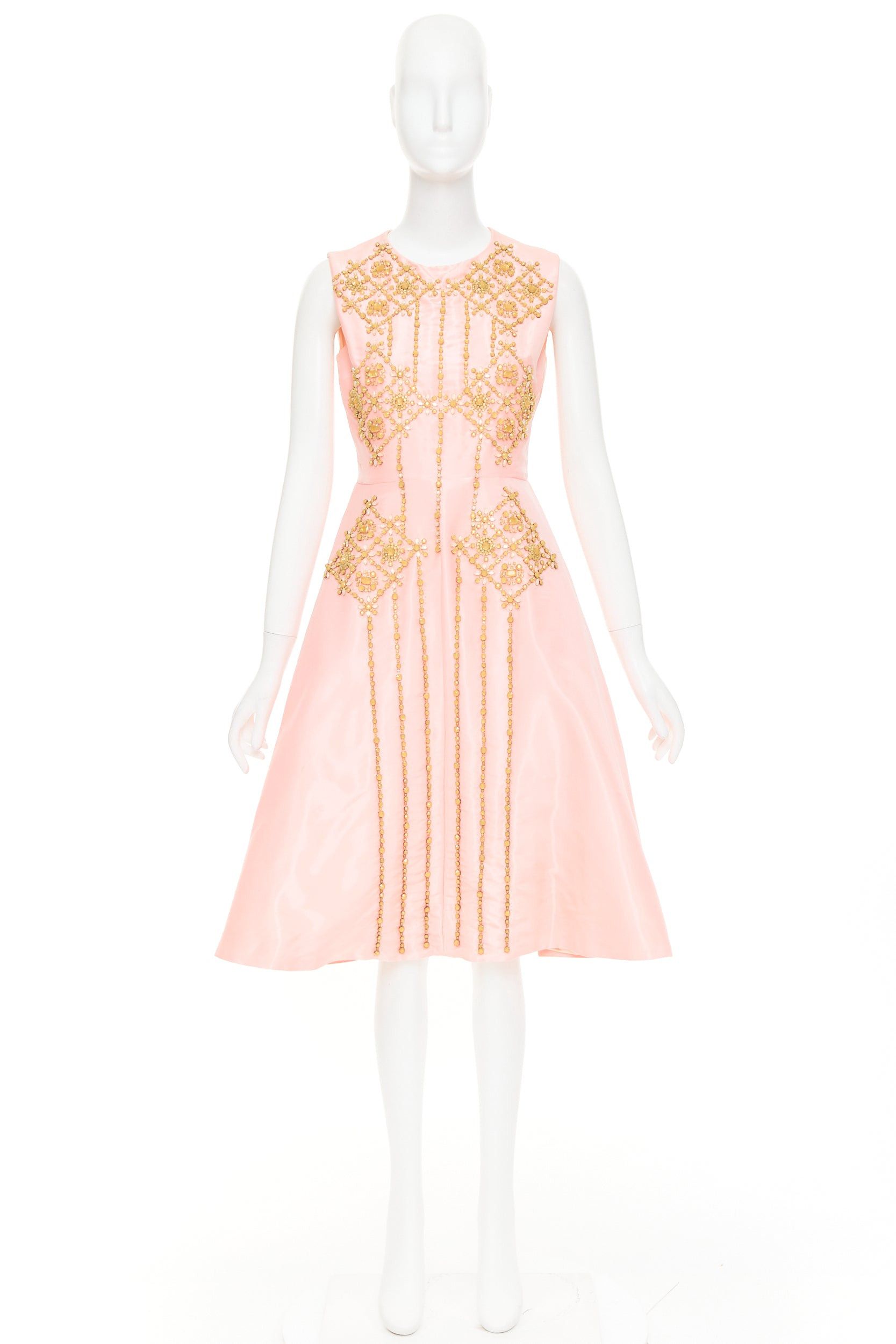 ROKSANDA ROKSANDA ILINCIC 2013 pink silk shantung yellow crystal embellished midi dress UK10 M Size M / US 6-8 / IT 42-44 - 9 Thumbnail