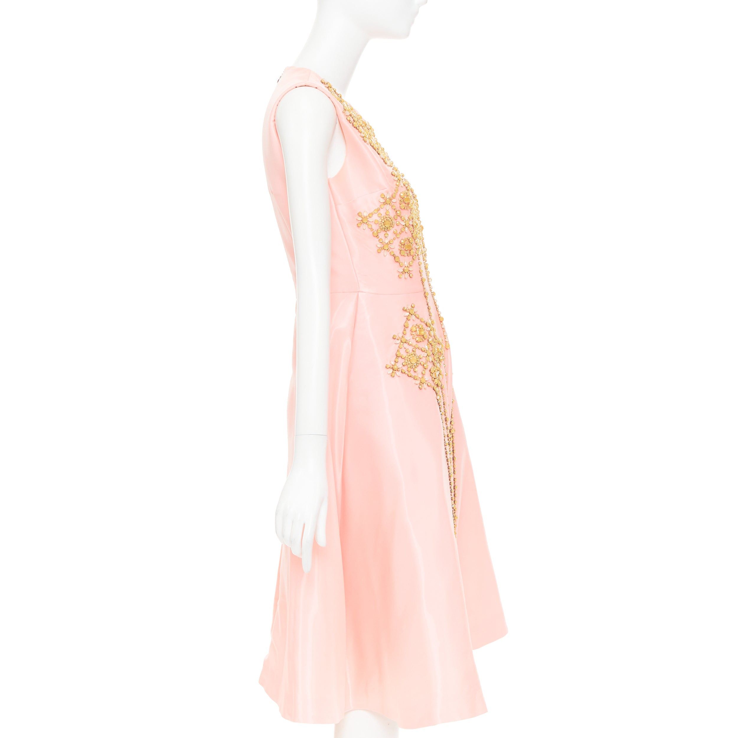 ROKSANDA ROKSANDA ILINCIC 2013 pink silk shantung yellow crystal embellished midi dress UK10 M Size M / US 6-8 / IT 42-44 - 4 Thumbnail