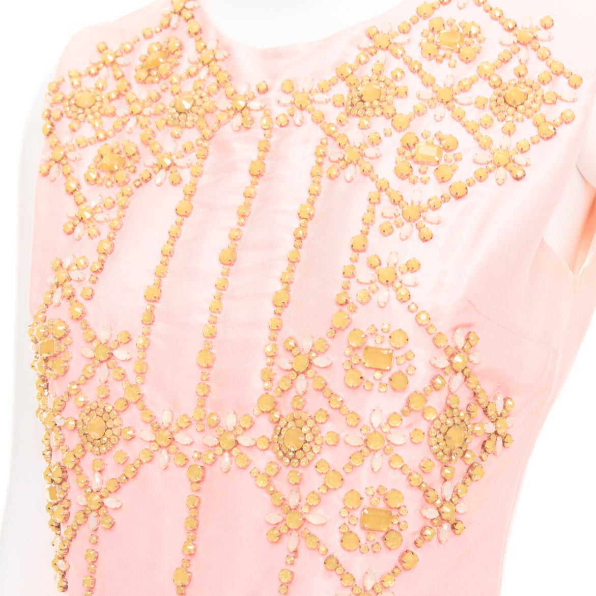 ROKSANDA ROKSANDA ILINCIC 2013 pink silk shantung yellow crystal embellished midi dress UK10 M Size M / US 6-8 / IT 42-44 - 2 Thumbnail