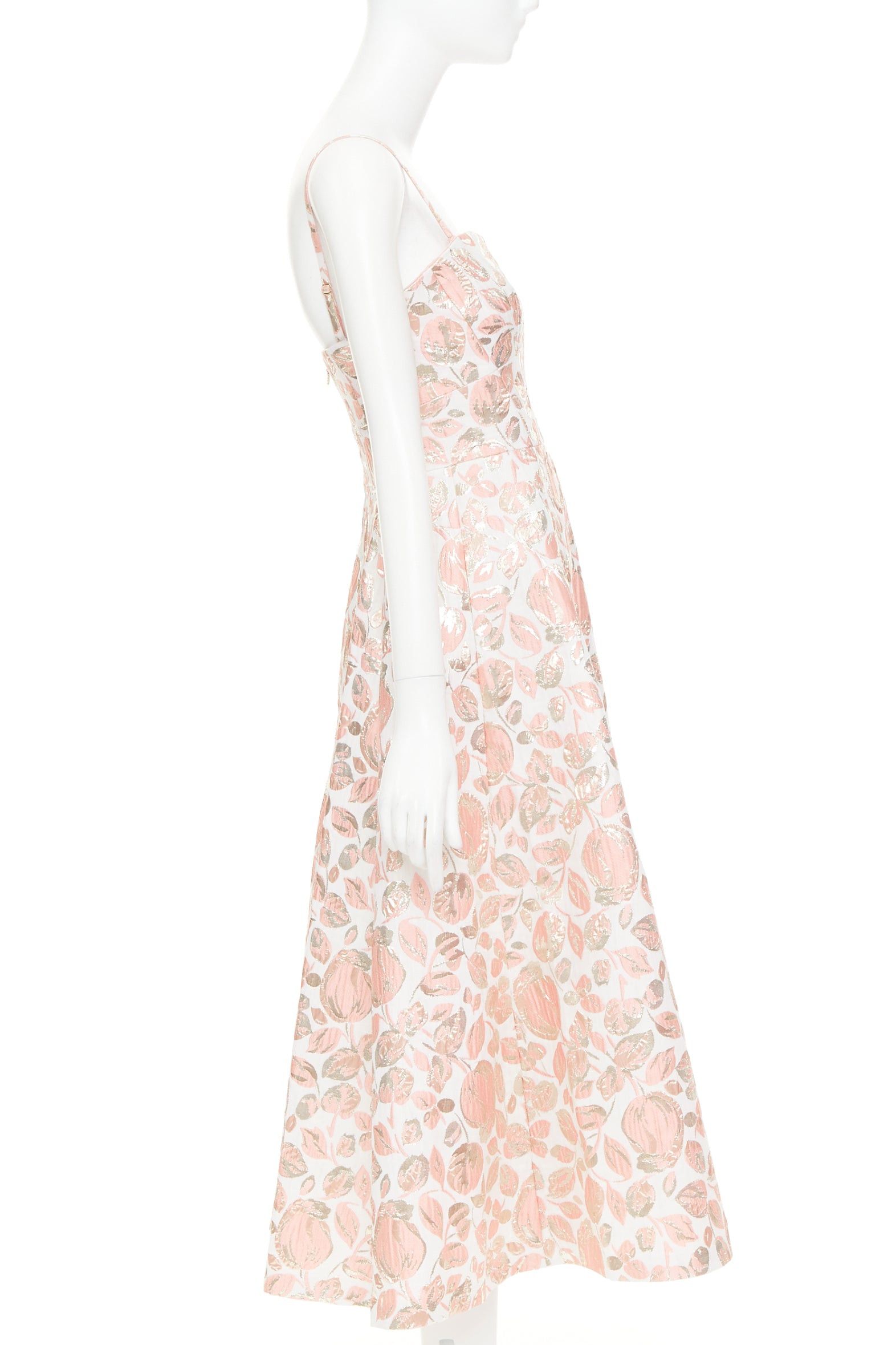 Kate Spade KATE SPADE metallic pink gold Rosebud brocade midi dress US4 M Size S / US 4 / IT 40 - 4 Thumbnail