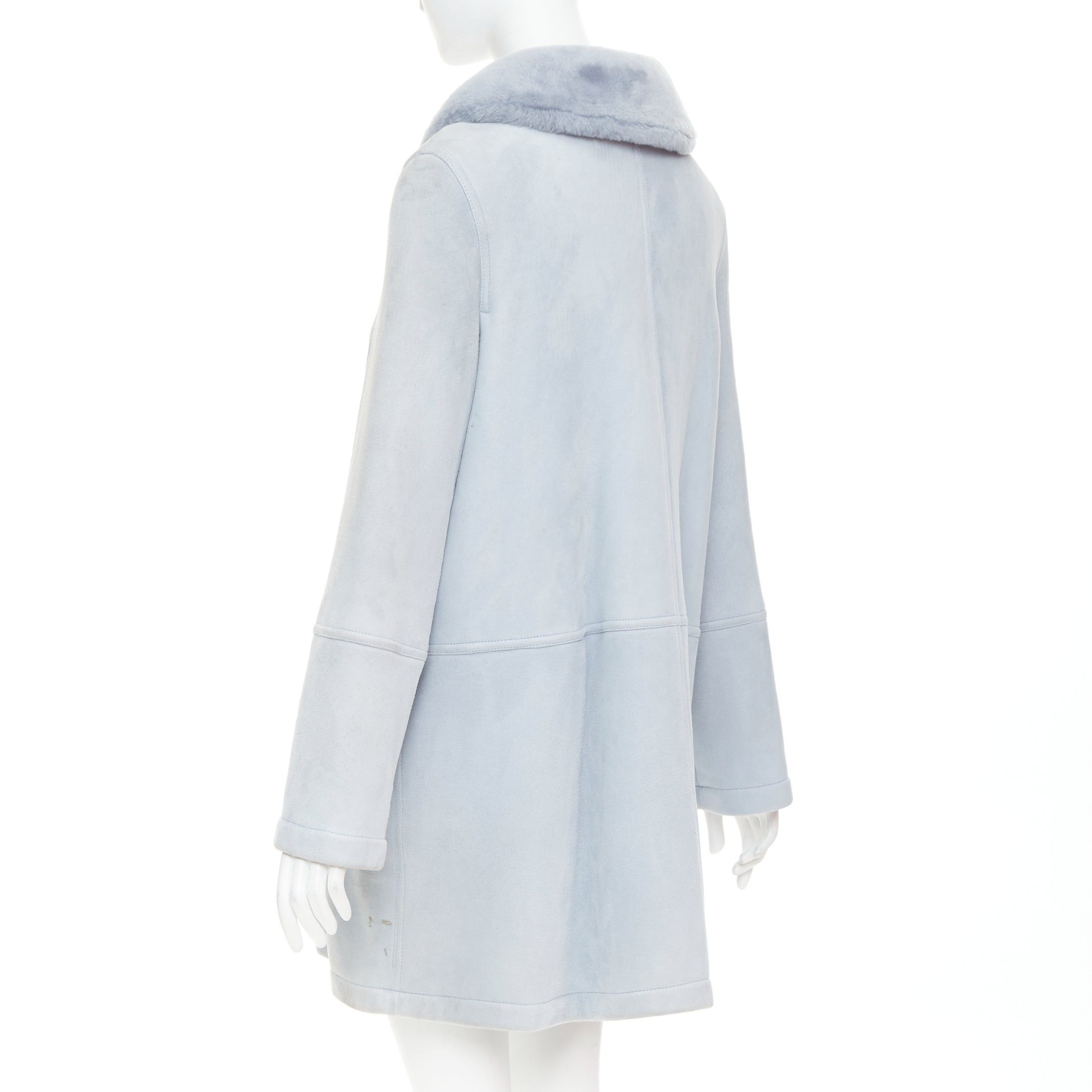 Dior CHRISTIAN DIOR Vintage 2017 John Galliano powder blue dyed rabbit fur lined coat S Size S / US 4 / IT 40 - 7 Thumbnail