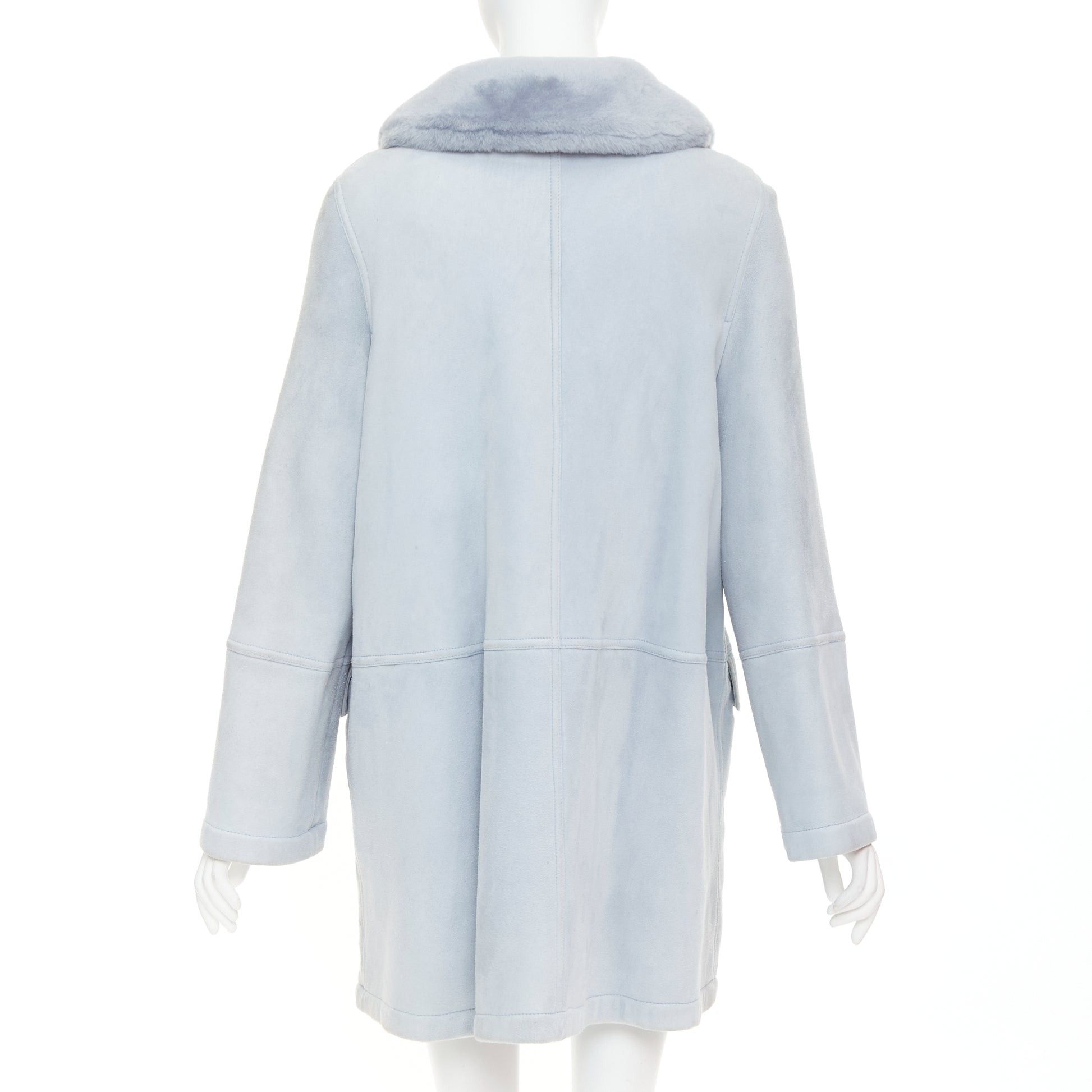 Dior CHRISTIAN DIOR Vintage 2017 John Galliano powder blue dyed rabbit fur lined coat S Size S / US 4 / IT 40 - 6 Thumbnail