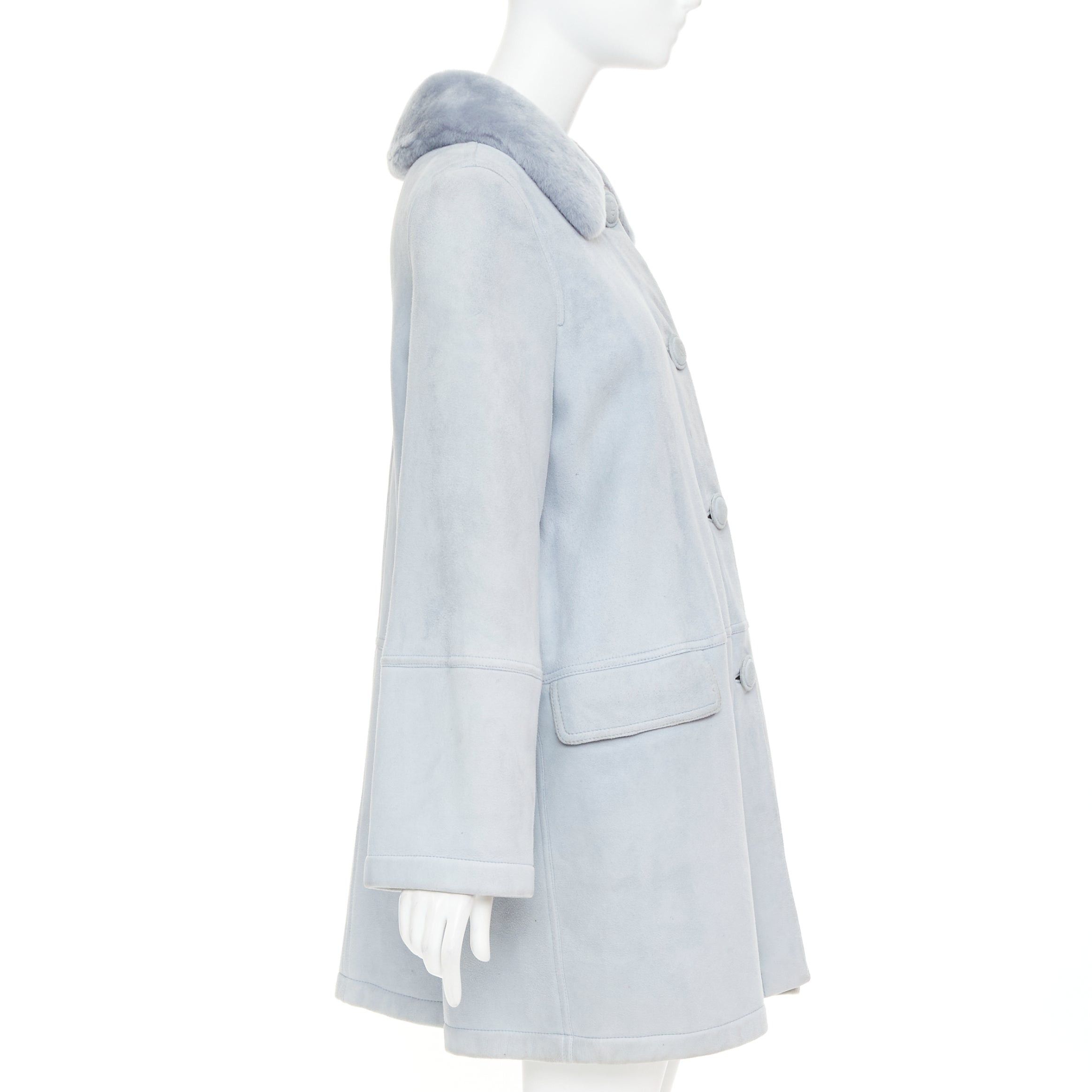 Dior CHRISTIAN DIOR Vintage 2017 John Galliano powder blue dyed rabbit fur lined coat S Size S / US 4 / IT 40 - 5 Thumbnail