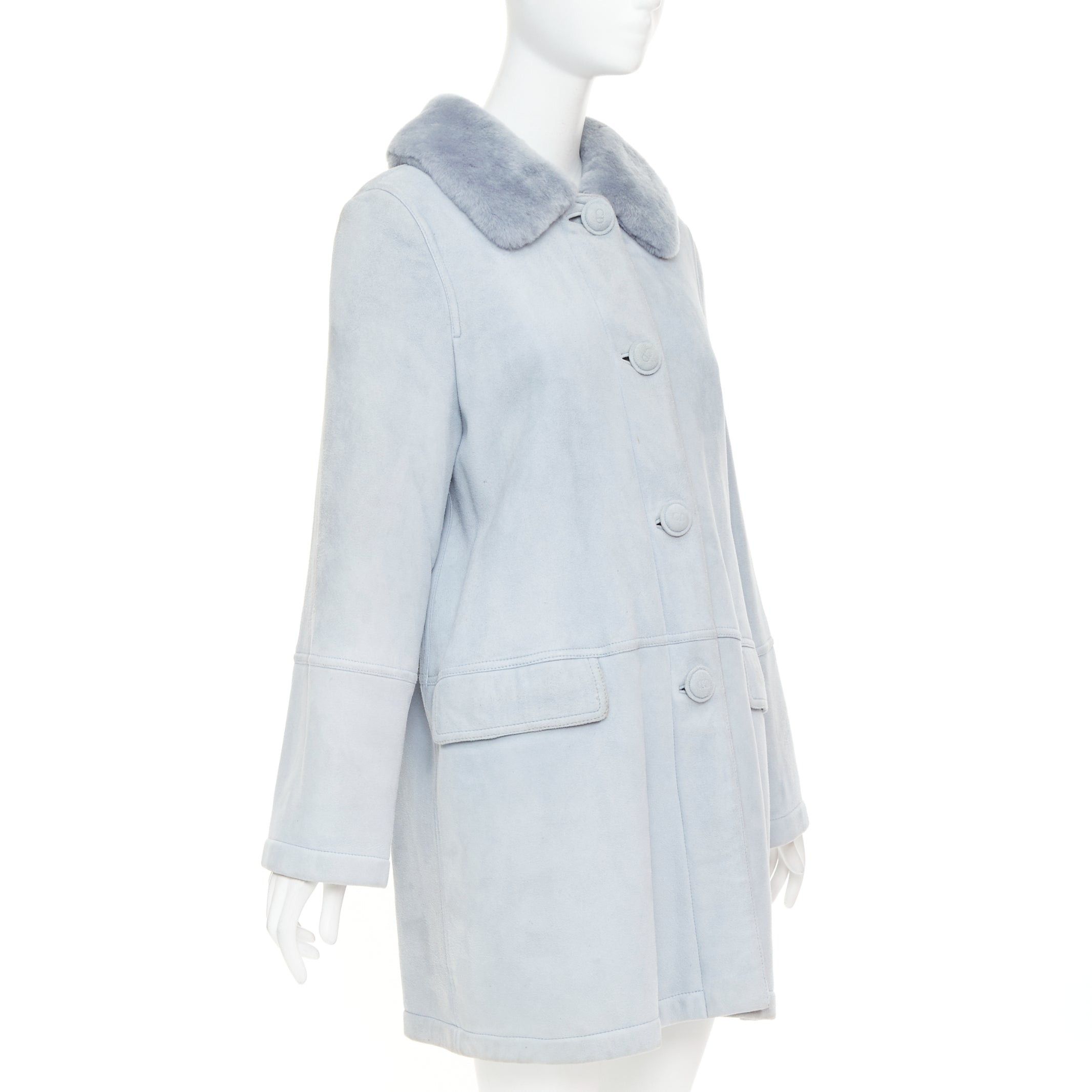 Dior CHRISTIAN DIOR Vintage 2017 John Galliano powder blue dyed rabbit fur lined coat S Size S / US 4 / IT 40 - 4 Thumbnail