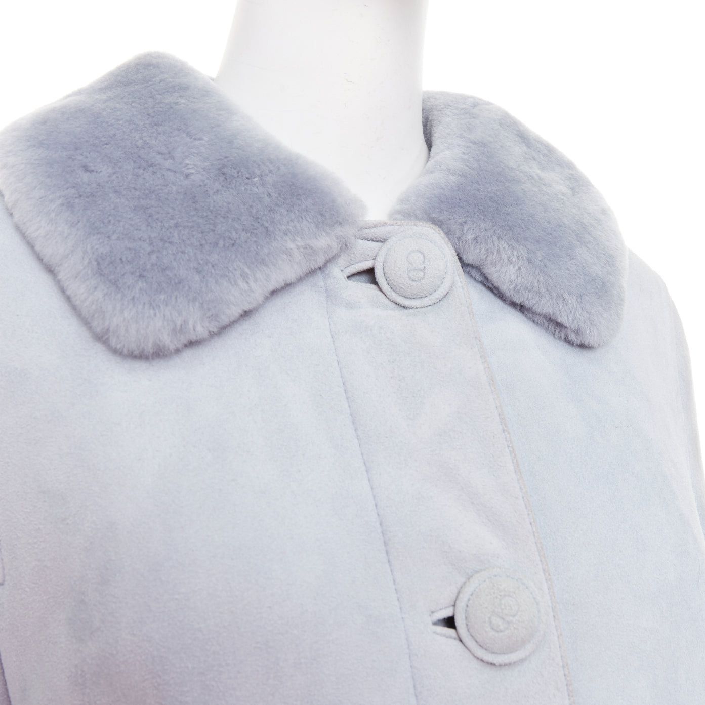Dior CHRISTIAN DIOR Vintage 2017 John Galliano powder blue dyed rabbit fur lined coat S Size S / US 4 / IT 40 - 2 Thumbnail