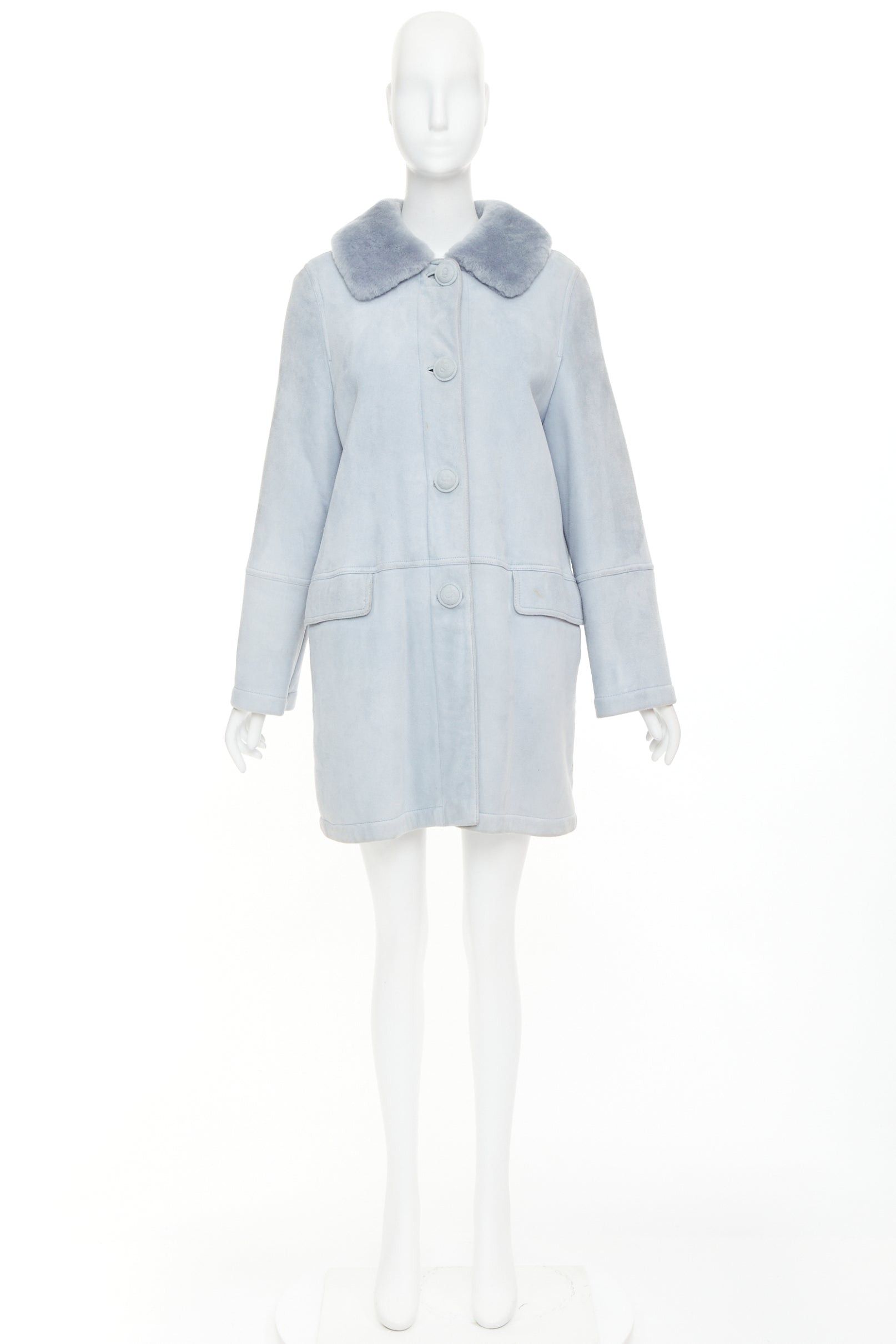 Dior CHRISTIAN DIOR Vintage 2017 John Galliano powder blue dyed rabbit fur lined coat S Size S / US 4 / IT 40 - 12 Thumbnail
