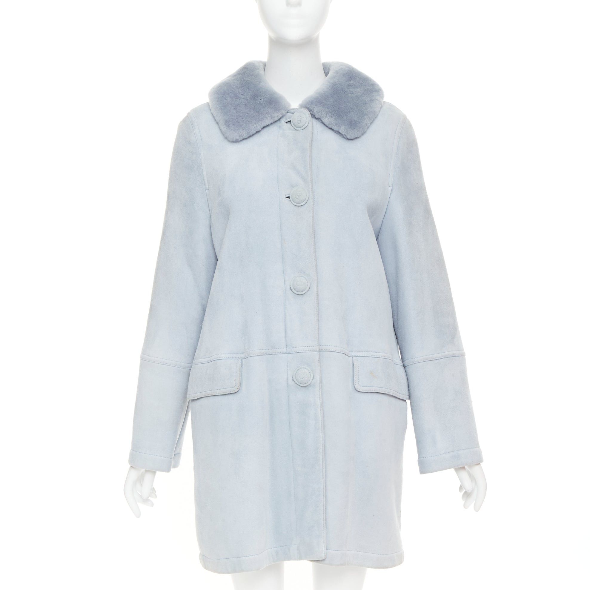 Dior CHRISTIAN DIOR Vintage 2017 John Galliano powder blue dyed rabbit fur lined coat S Size S / US 4 / IT 40 - 3 Thumbnail