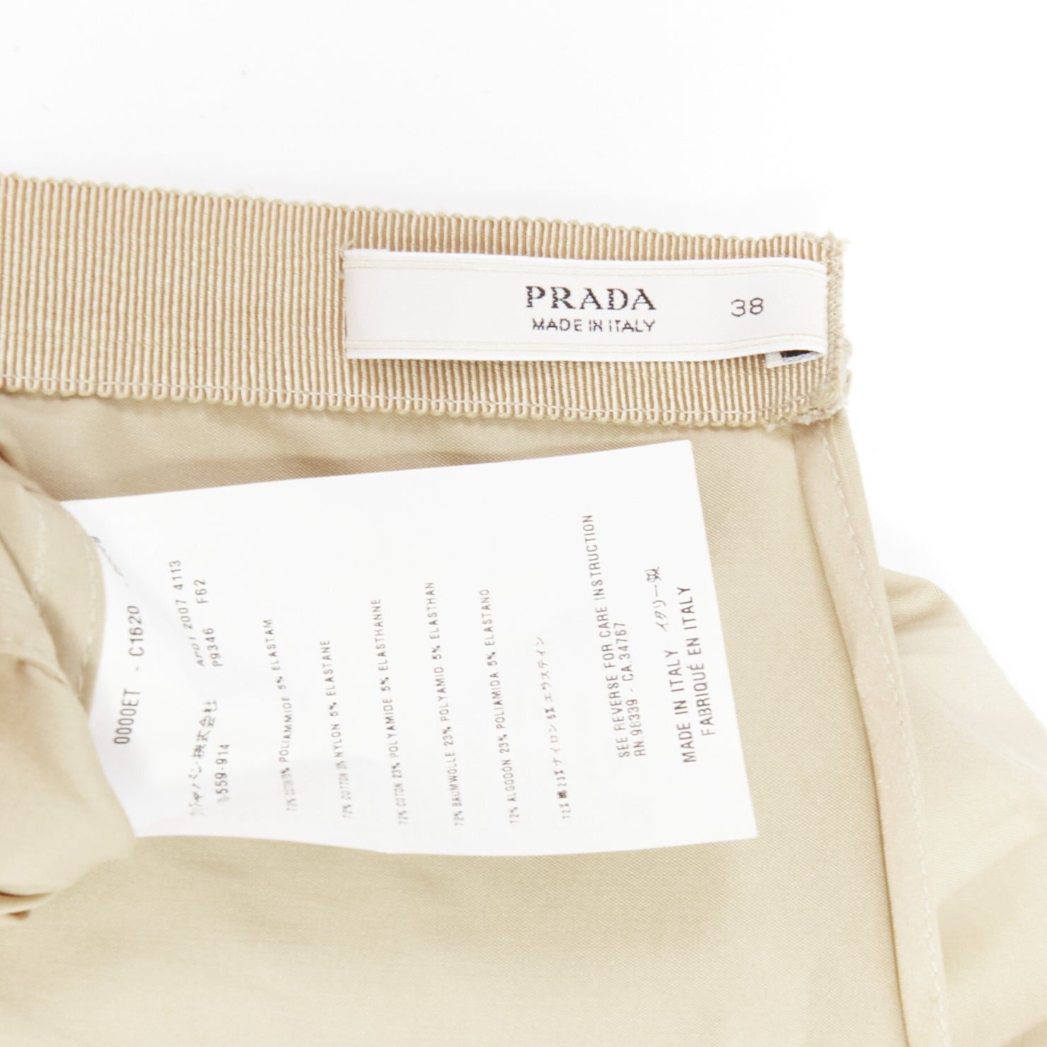 Prada PRADA Vintage khaki cotton ruched bust empire waist bow detail puff sleeve off shoulder top IT38 XS Size XS / US 0-2 / IT 36-38 - 8 Thumbnail