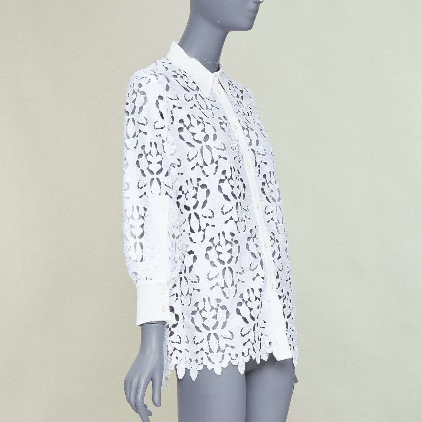 No. 21 NO. 21 white floral embroidered anglais lace open back button-up shirt IT38 XS Size XS / US 0-2 / IT 36-38 - 3 Thumbnail