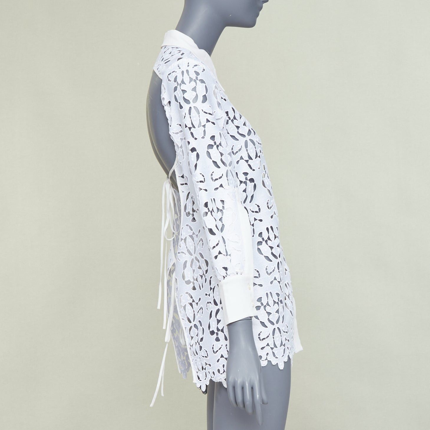 No. 21 NO. 21 white floral embroidered anglais lace open back button-up shirt IT38 XS Size XS / US 0-2 / IT 36-38 - 4 Thumbnail