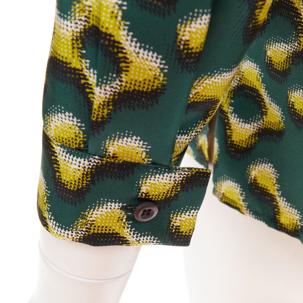 Prada PRADA 2015 100% silk green yellow molecular geometric print shirt IT38 XS Size XS / US 0-2 / IT 36-38 - 7 Thumbnail