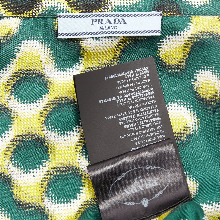Prada PRADA 2015 100% silk green yellow molecular geometric print shirt IT38 XS Size XS / US 0-2 / IT 36-38 - 8 Thumbnail