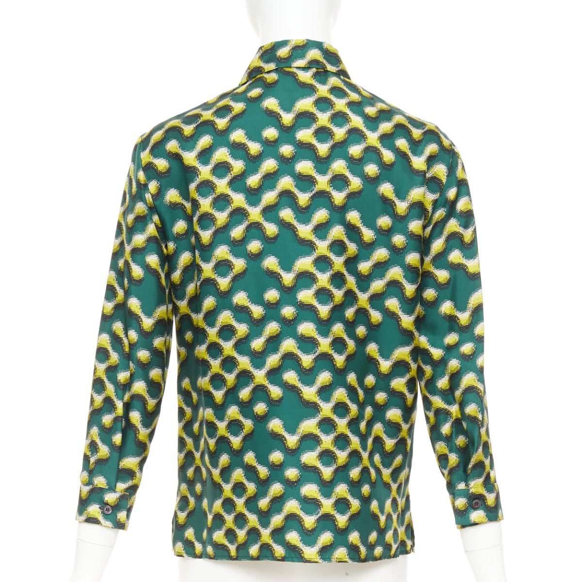Prada PRADA 2015 100% silk green yellow molecular geometric print shirt IT38 XS Size XS / US 0-2 / IT 36-38 - 5 Thumbnail