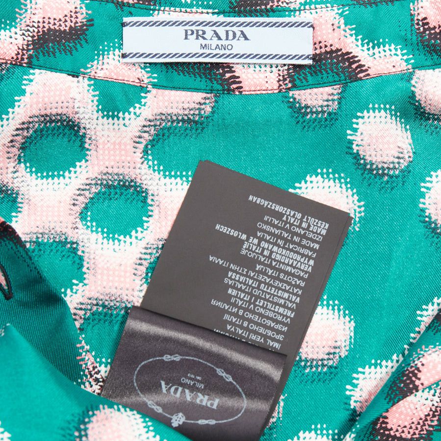 Prada PRADA 100% silk green pink geometric print long sleeve shirt IT38 XS Size XS / US 0-2 / IT 36-38 - 8 Thumbnail