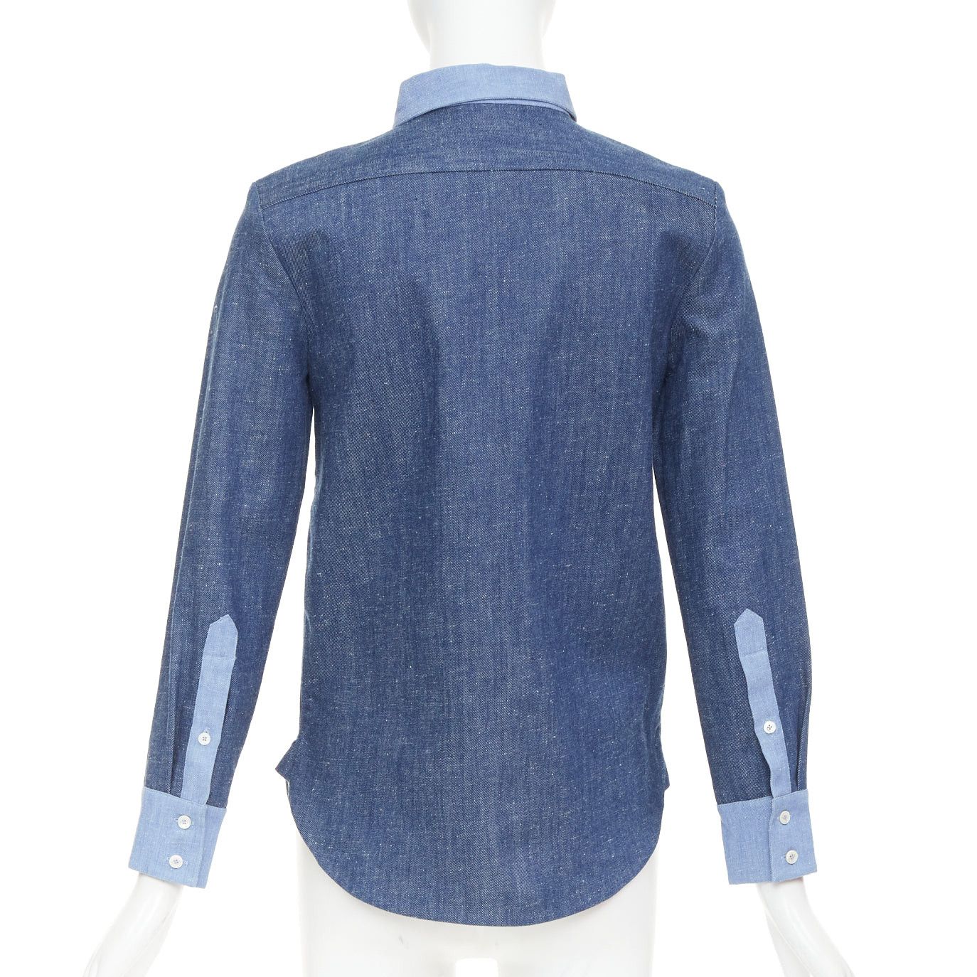 Celine OLD CELINE Phoebe Philo 2011 Runway blue patchwork denim button-up shirt FR36 S Size S / US 4 / IT 40 - 5 Thumbnail