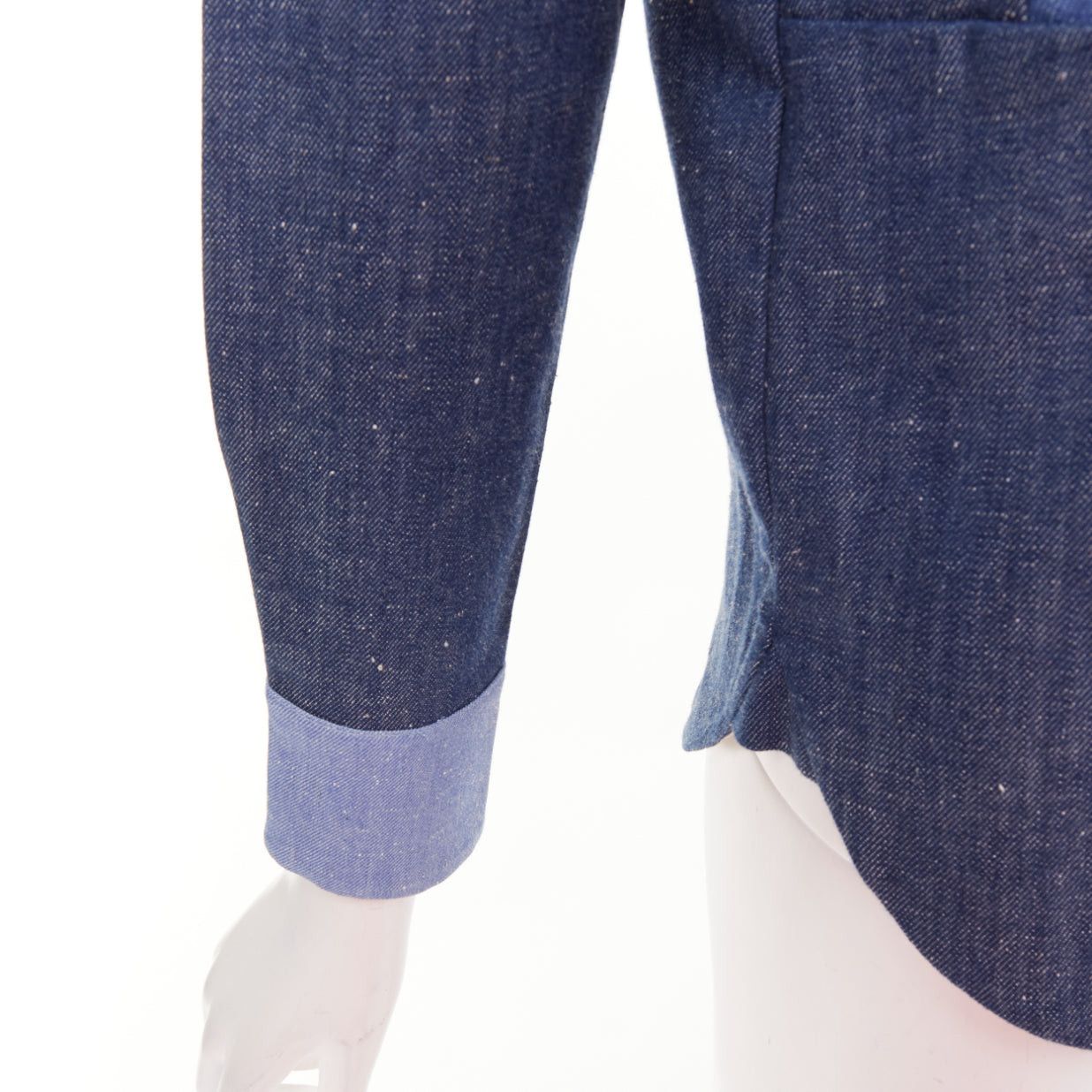 Celine OLD CELINE Phoebe Philo 2011 Runway blue patchwork denim button-up shirt FR36 S Size S / US 4 / IT 40 - 7 Thumbnail