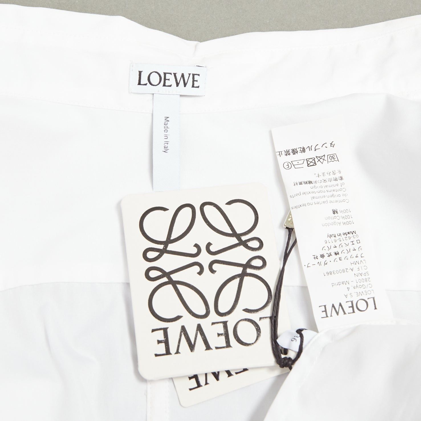 Loewe LOEWE white cotton logo button cascade drape sleeves cropped shirt FR36 S Size S / US 4 / IT 40 - 8 Thumbnail