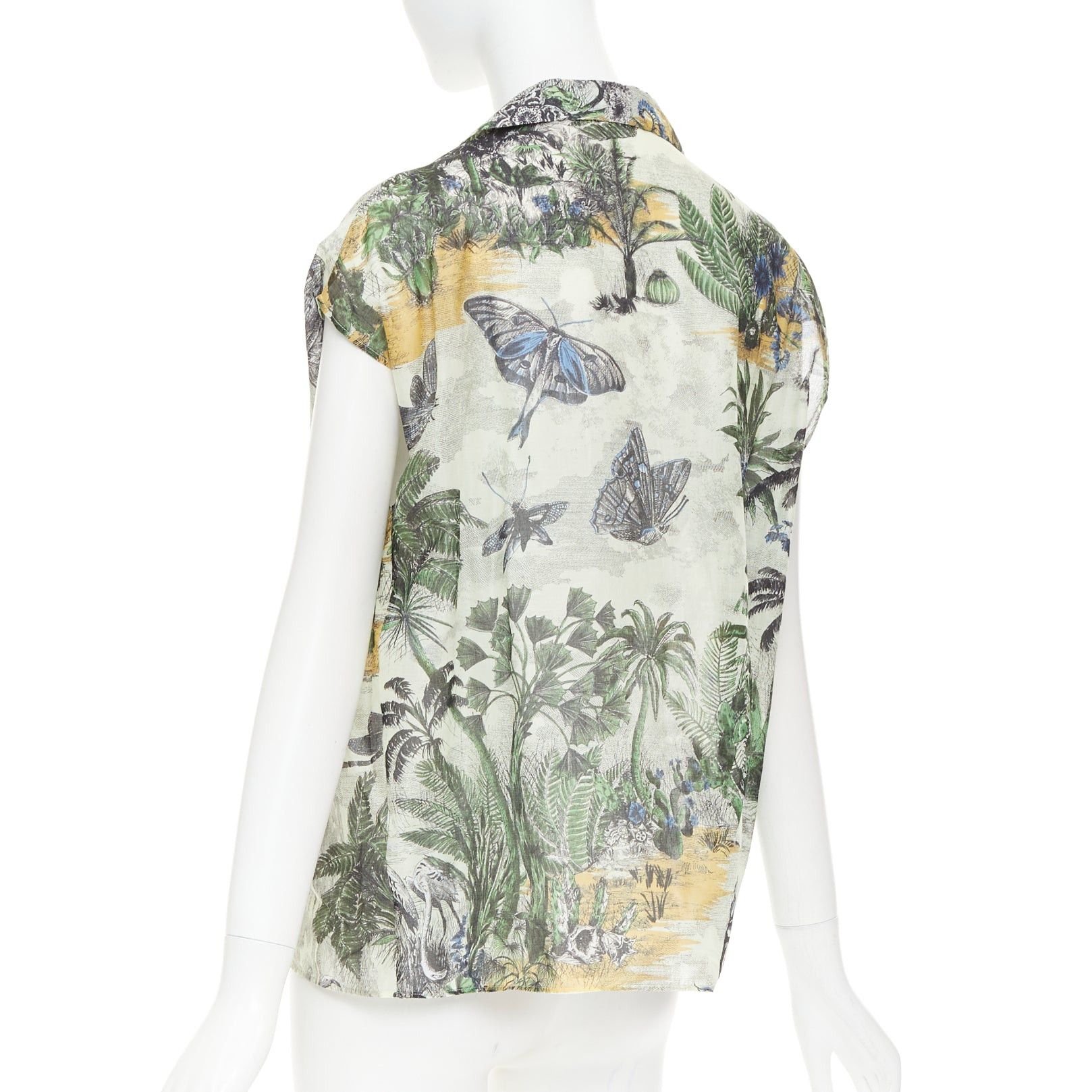 Dior DIOR Dioriviera Toile de Jouy Palms forest animal print cap sleeves cotton shirt FR36 S Size S / US 4 / IT 40 - 6 Thumbnail