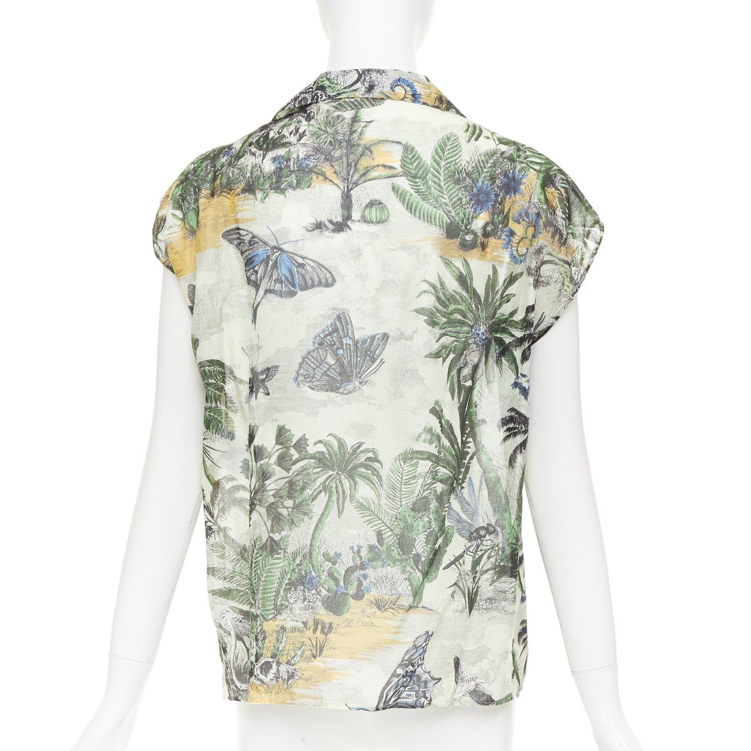 Dior DIOR Dioriviera Toile de Jouy Palms forest animal print cap sleeves cotton shirt FR36 S Size S / US 4 / IT 40 - 5 Thumbnail