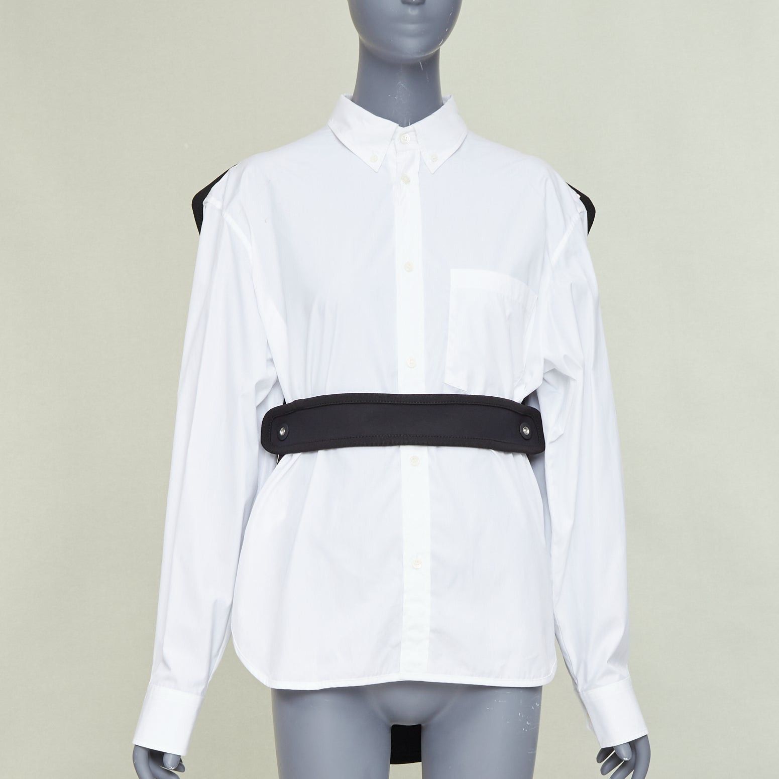 Balenciaga BALENCIAGA DEMNA 2017 Car Mat black padded white cotton deconstructed shirt FR36 S Size S / US 4 / IT 40 - 2 Thumbnail