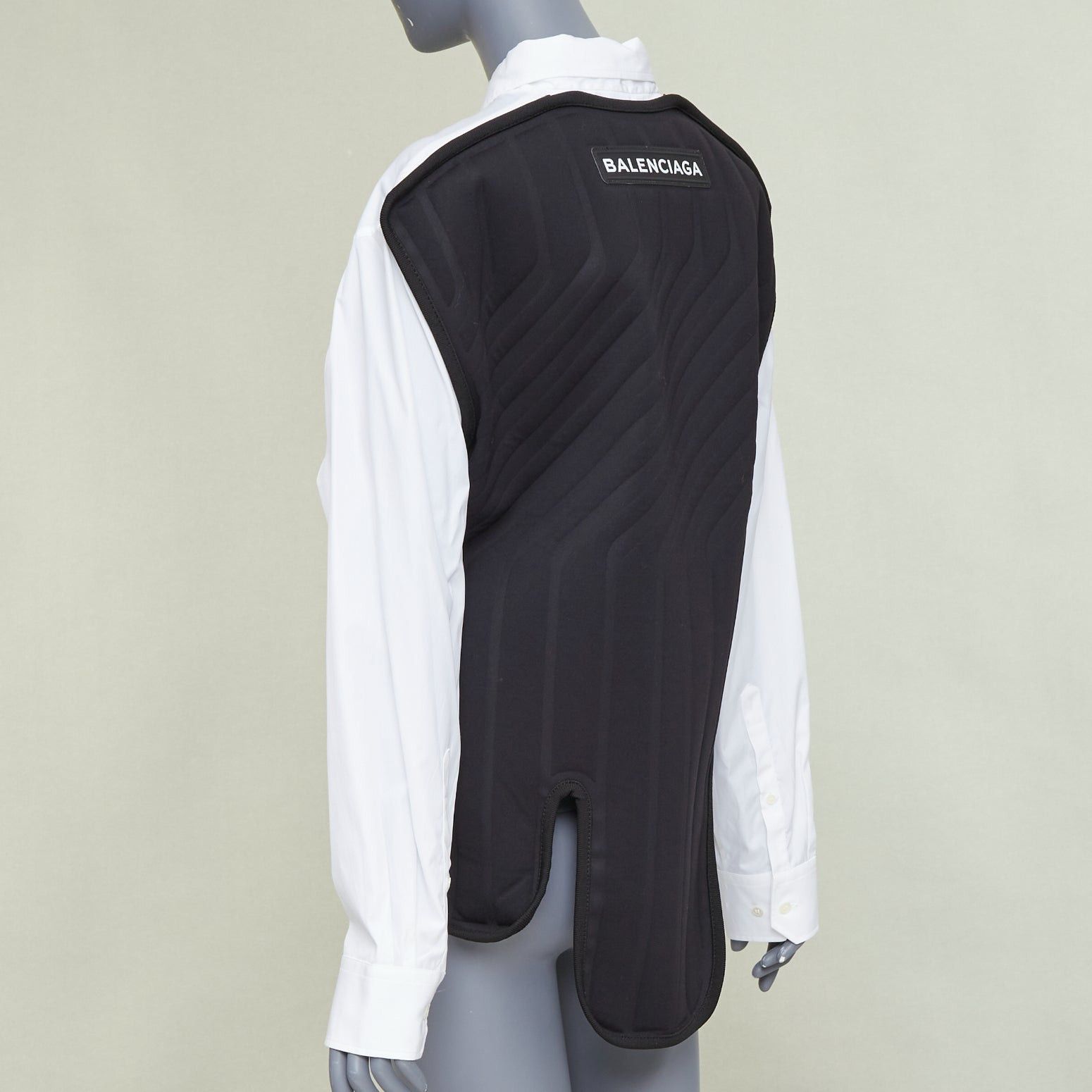 Balenciaga BALENCIAGA DEMNA 2017 Car Mat black padded white cotton deconstructed shirt FR36 S Size S / US 4 / IT 40 - 5 Thumbnail
