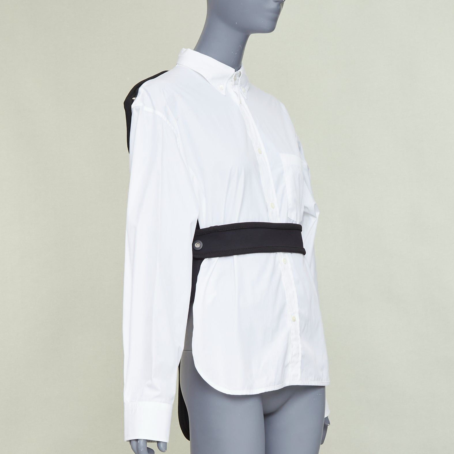 Balenciaga BALENCIAGA DEMNA 2017 Car Mat black padded white cotton deconstructed shirt FR36 S Size S / US 4 / IT 40 - 3 Thumbnail