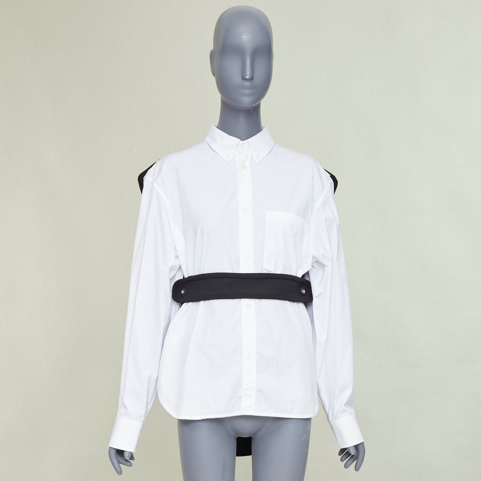 Balenciaga BALENCIAGA DEMNA 2017 Car Mat black padded white cotton deconstructed shirt FR36 S Size S / US 4 / IT 40 - 10 Thumbnail