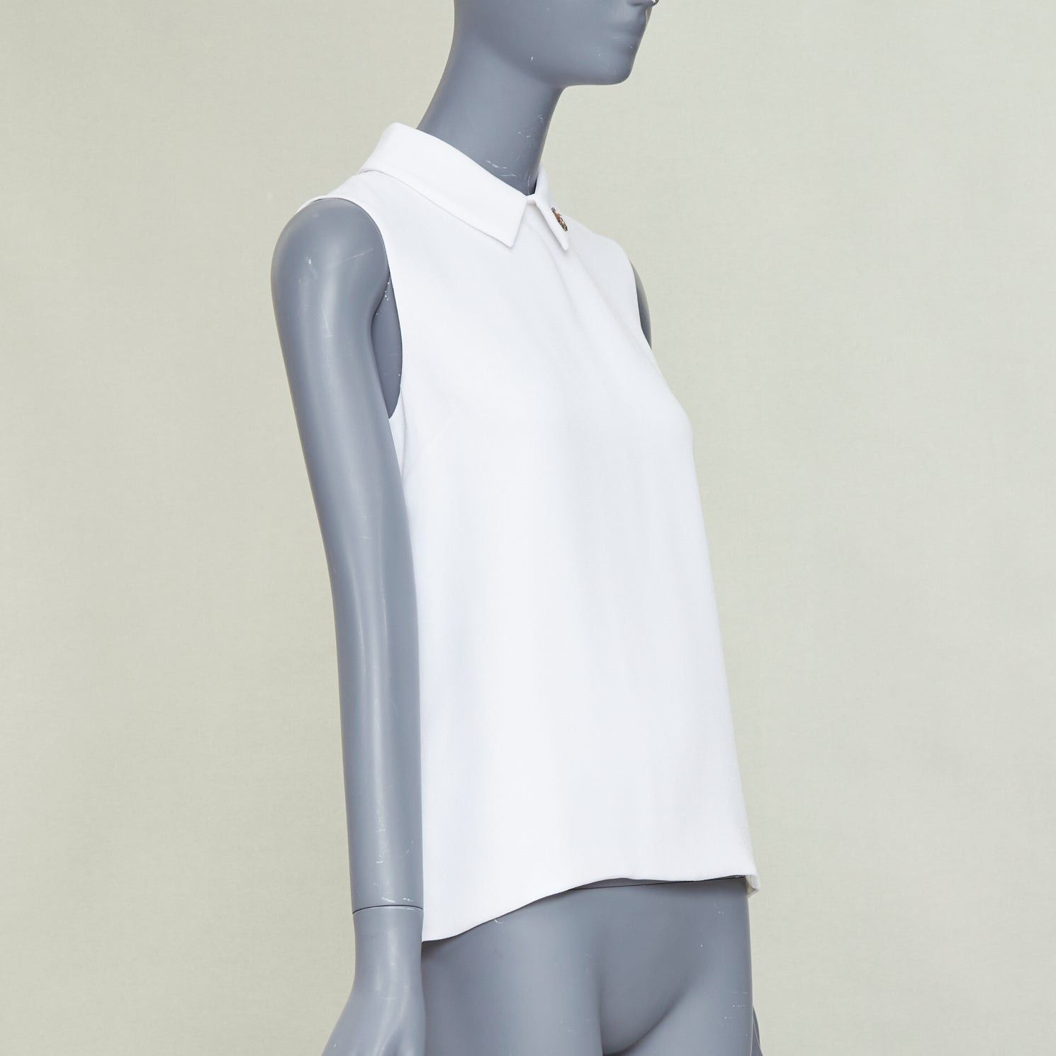 Dior DIOR white crepe yellow crystal embroidered bee collar blouse FR38 M Size M / US 6-8 / IT 42-44 - 3 Thumbnail
