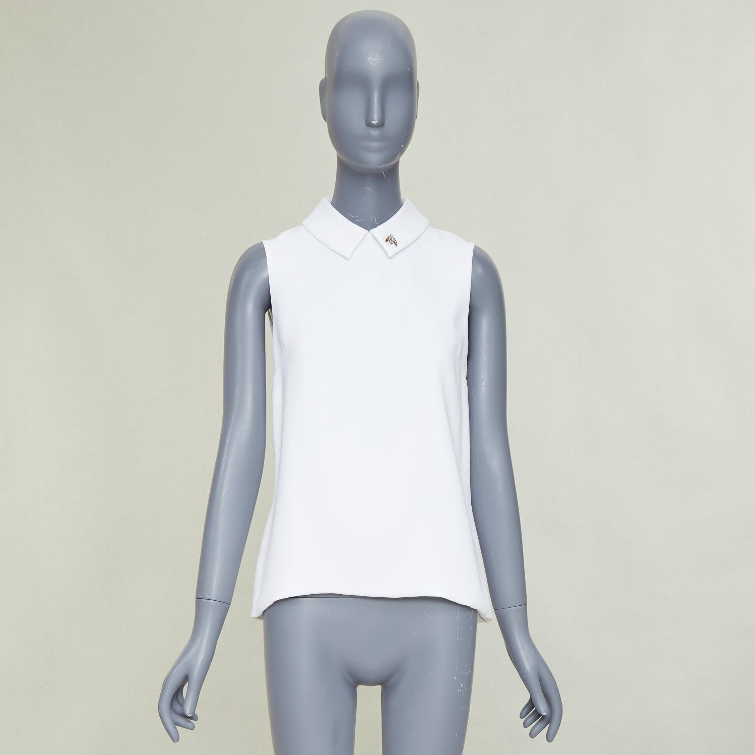 Dior DIOR white crepe yellow crystal embroidered bee collar blouse FR38 M Size M / US 6-8 / IT 42-44 - 9 Thumbnail