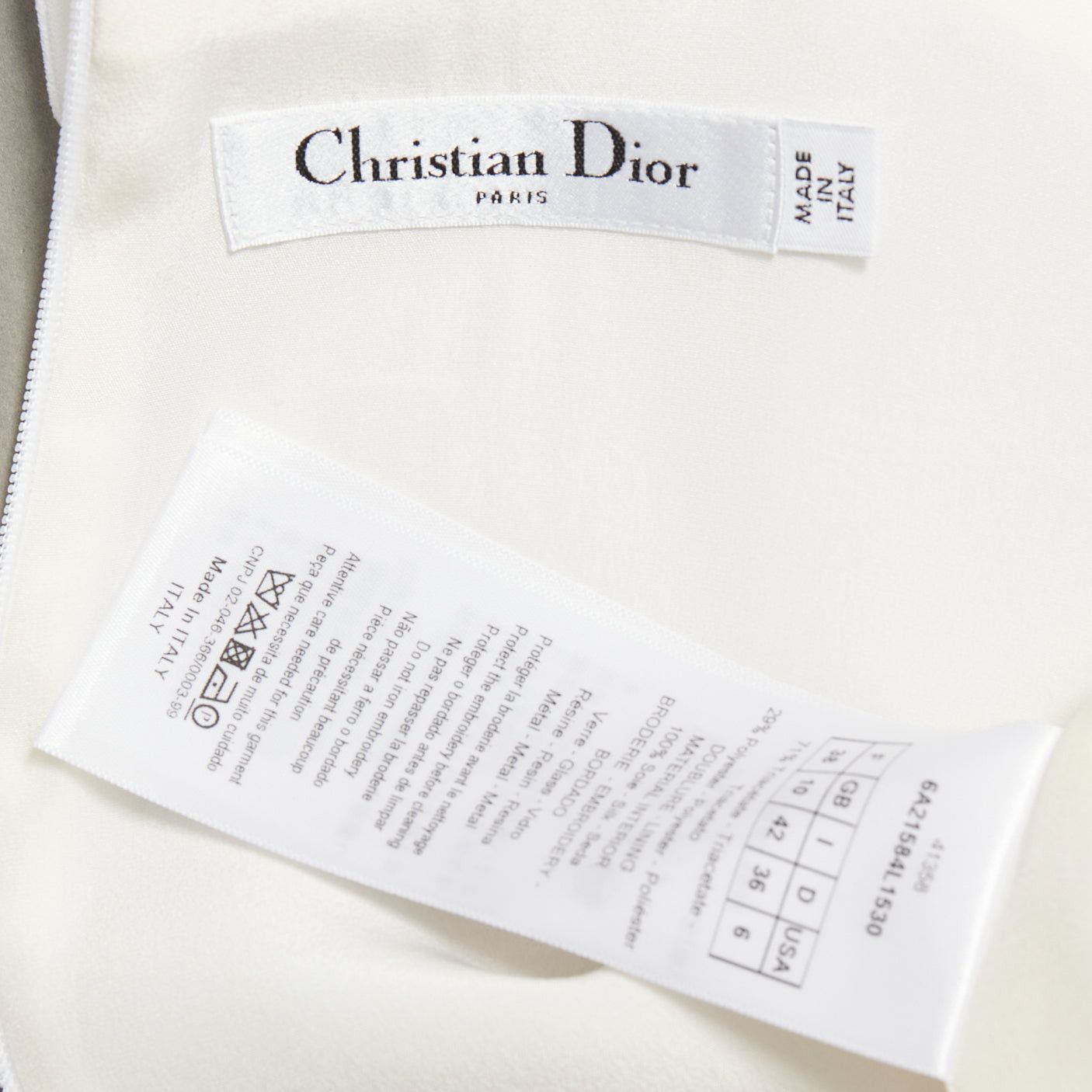 Dior DIOR white crepe yellow crystal embroidered bee collar blouse FR38 M Size M / US 6-8 / IT 42-44 - 8 Thumbnail