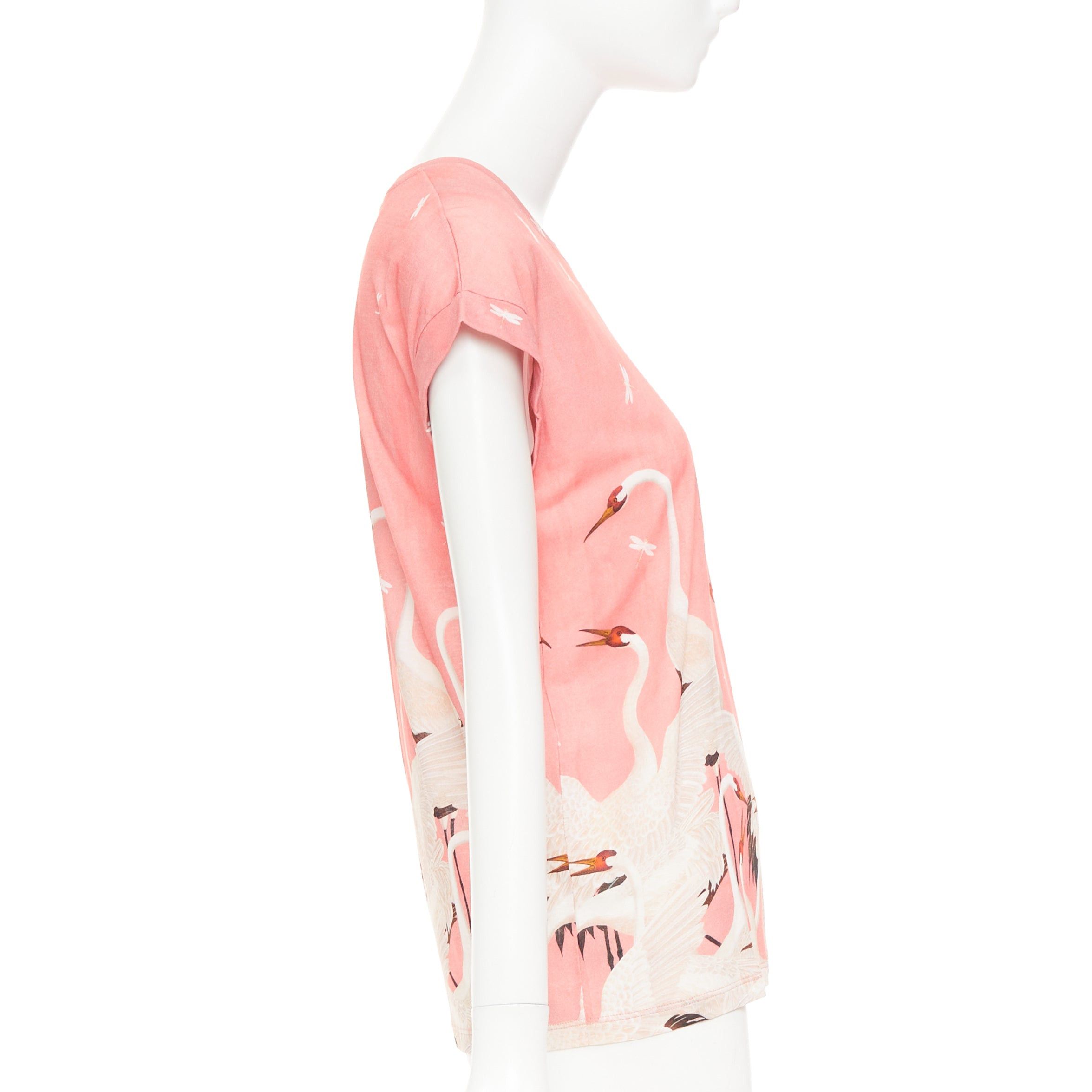 Gucci GUCCI Pre Fall 2016 pink cotton Heron Dragonfly print short sleeves crewneck t-shirt S Size S / US 4 / IT 40 - 4 Thumbnail