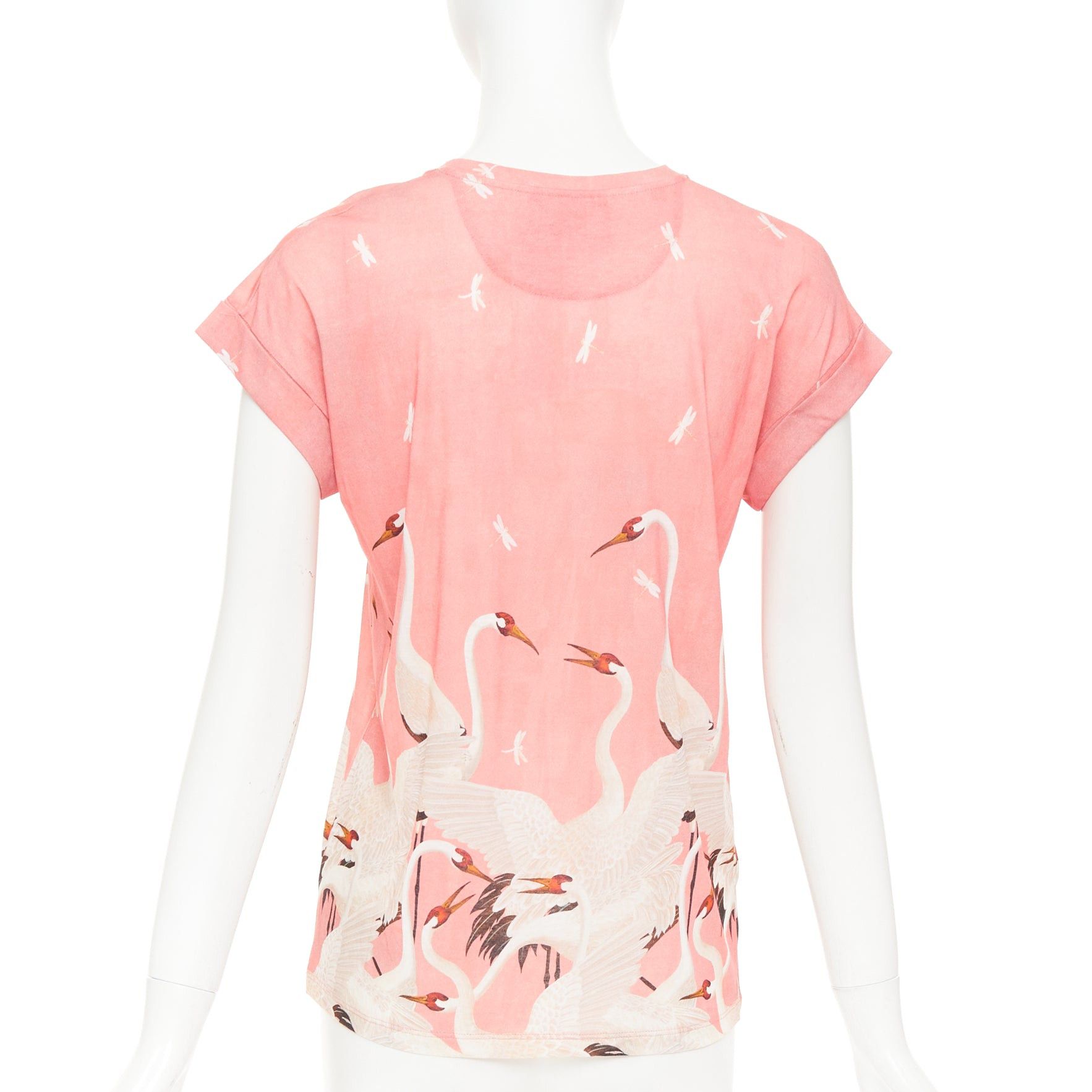 Gucci GUCCI Pre Fall 2016 pink cotton Heron Dragonfly print short sleeves crewneck t-shirt S Size S / US 4 / IT 40 - 5 Thumbnail