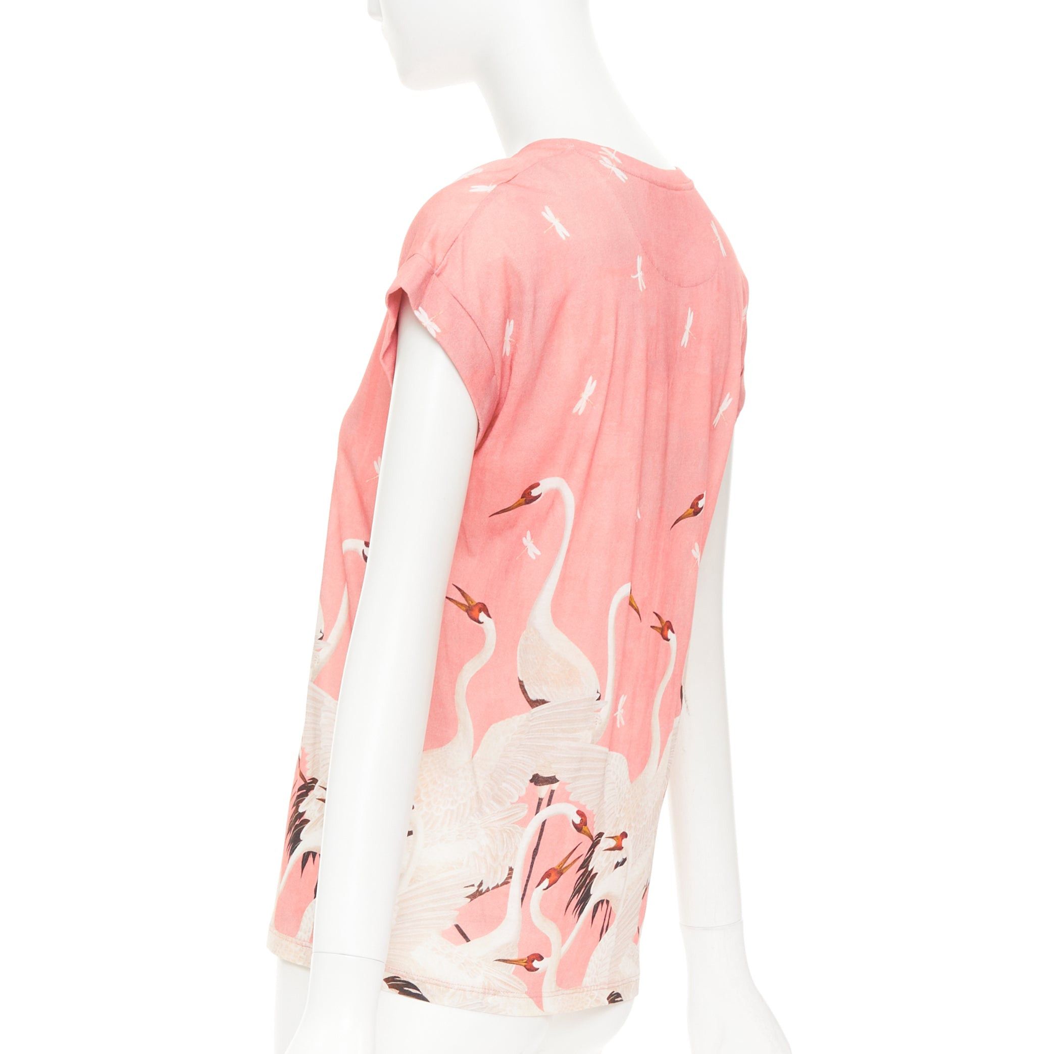 Gucci GUCCI Pre Fall 2016 pink cotton Heron Dragonfly print short sleeves crewneck t-shirt S Size S / US 4 / IT 40 - 6 Thumbnail