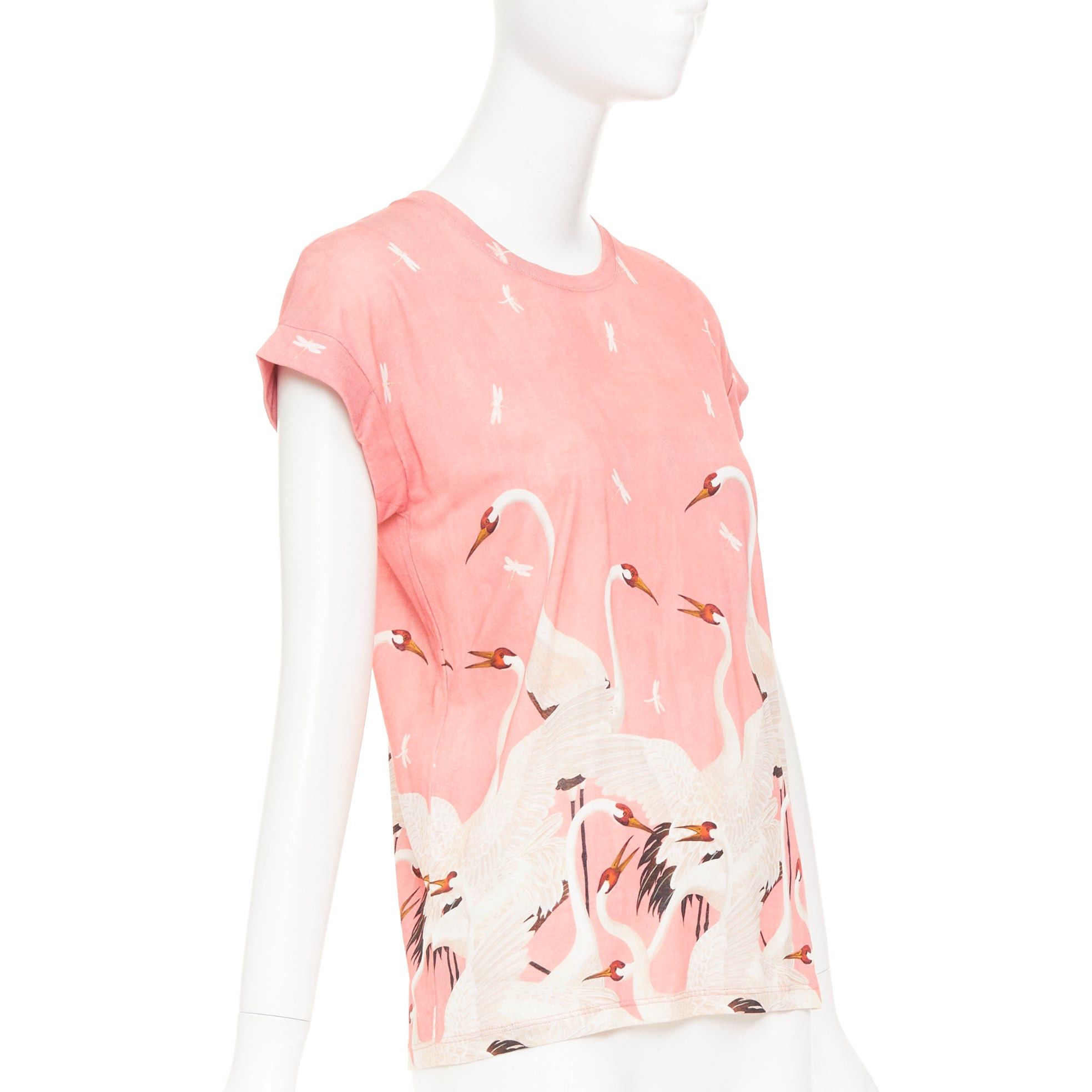 Gucci GUCCI Pre Fall 2016 pink cotton Heron Dragonfly print short sleeves crewneck t-shirt S Size S / US 4 / IT 40 - 3 Thumbnail